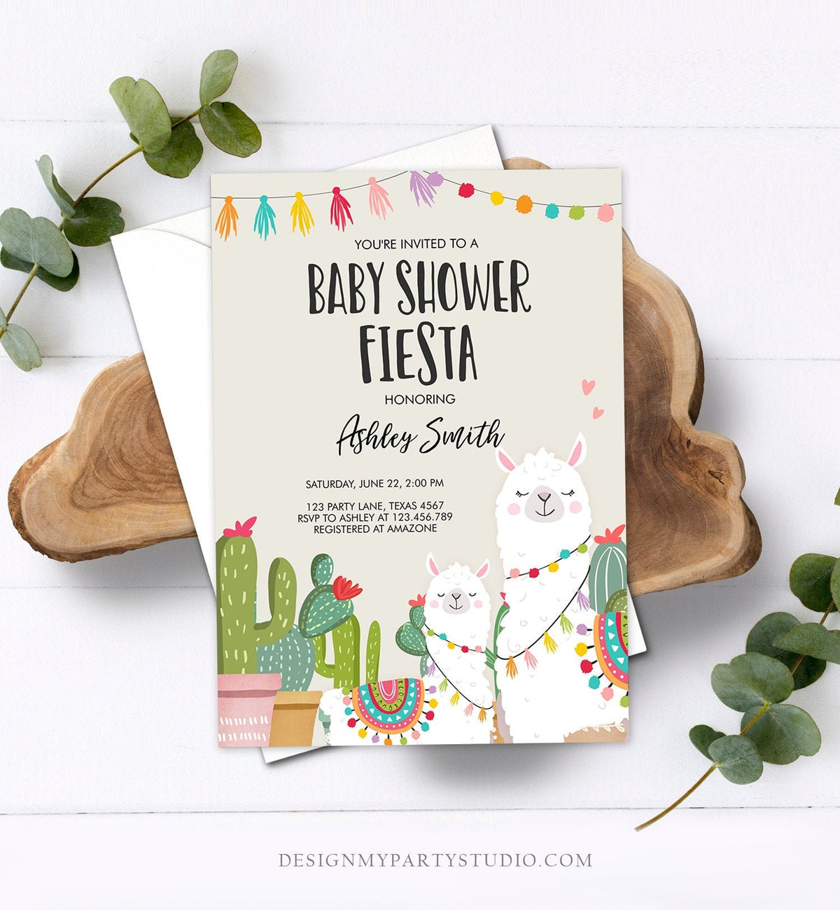 Editable Llama Baby Shower Invitation Alpaca Fiesta Shower Cactus Mexican Coed Couples Shower Download Printable Corjl Template Digital 0079