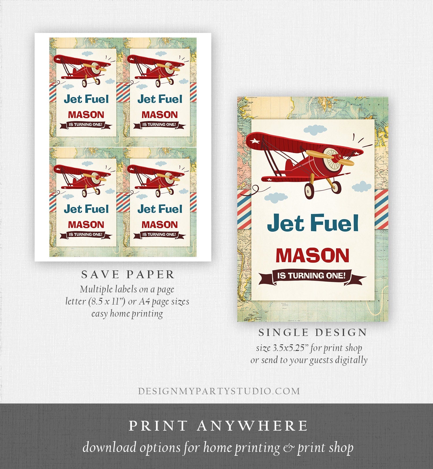 Editable Airplane Juice Pouch Label Juice Favors Vintage Airplane Birthday Jet Fuel Aircraft Digital Download Template Printable 0011