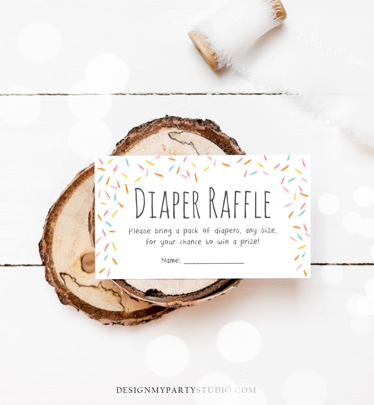 Editable Baby Sprinkle Diaper Raffle Ticket Coed Shower Gender Neutral Sprinkles Registry Card Diaper Game Corjl Template PRINTABLE 0216