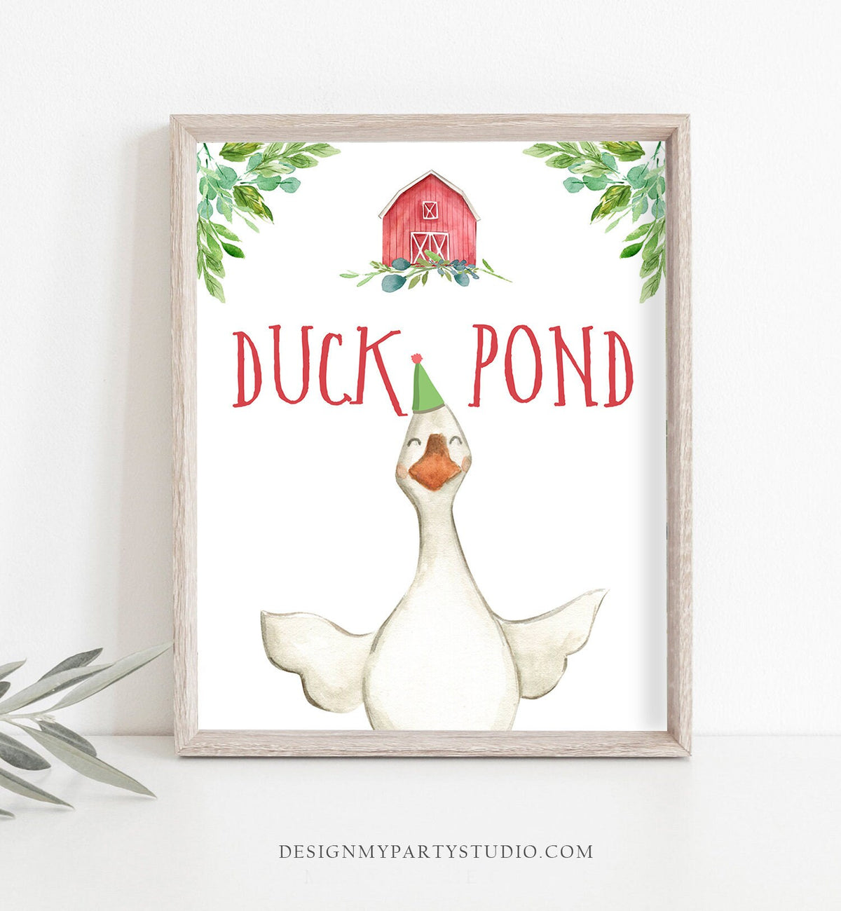 Duck Pond Sign Farm Animals Birthday Decor Barnyard Boy Birthday Red Farm Game Sign Barnyard Instant Digital Download Printable 0155