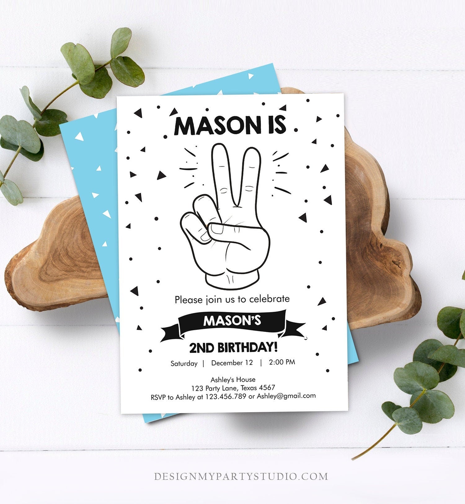 Editable Two Cool Birthday Invitation Boy Second Birthday Party 2nd I'm this Many I'm Two Cool Peace Hip Hop Printable Corjl Template 0136