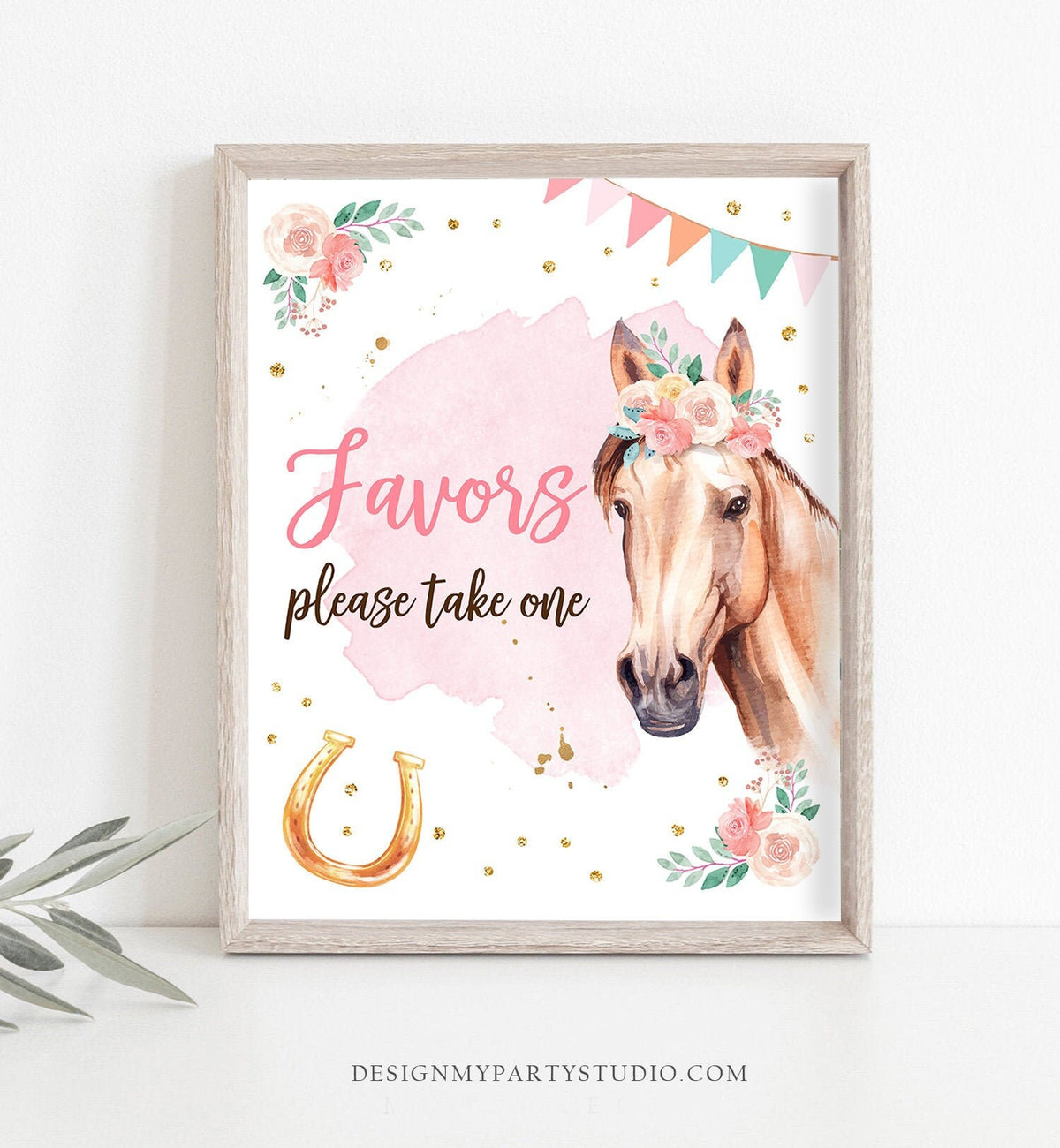 Favors Birthday Party Sign Cowgirl Party Decor Floral Pink Horse Birthday Table Sign Horse Party Signs Decorations Download Printable 0398