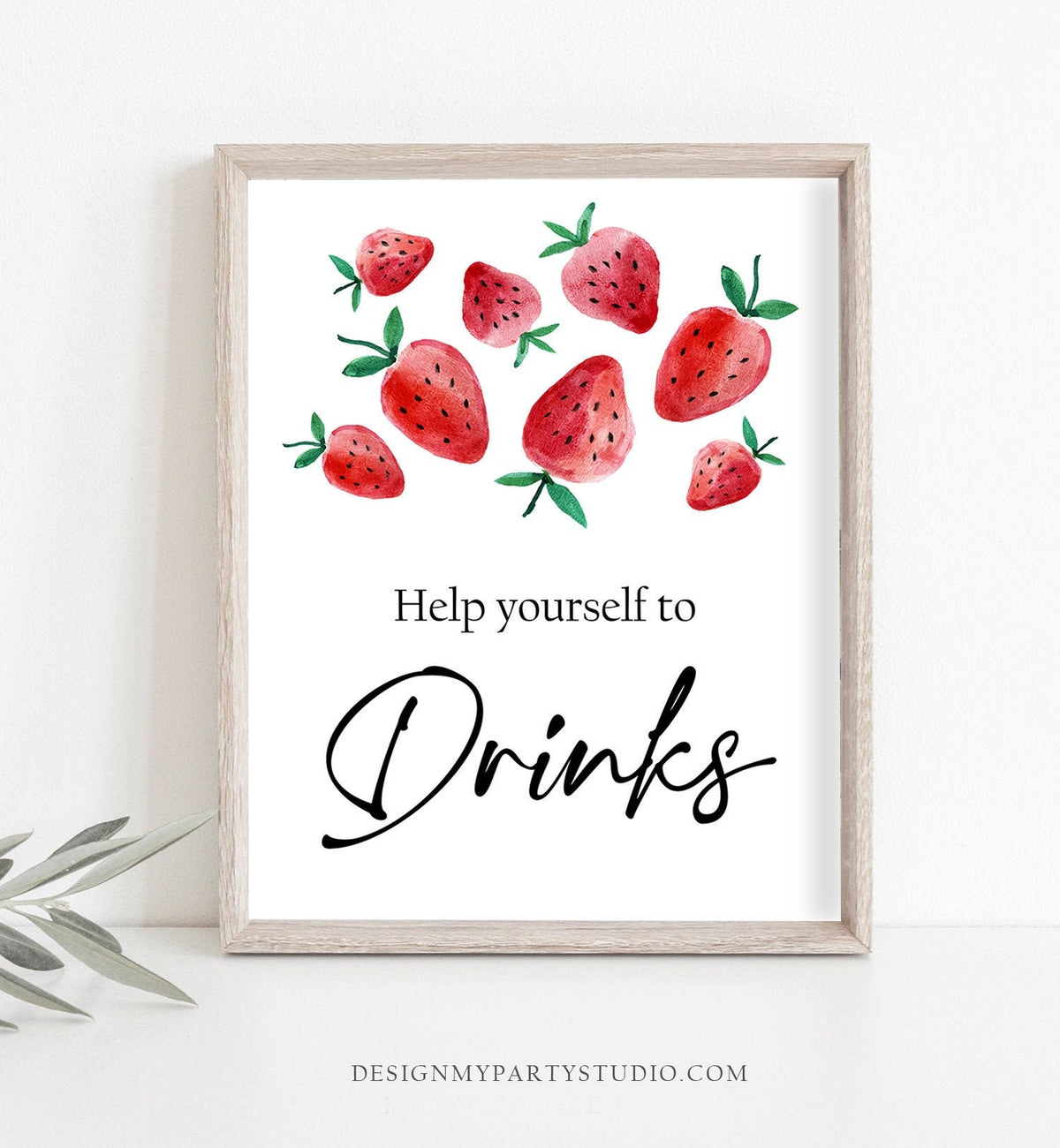 Drinks Sign Strawberry Birthday Party Sign Strawberries Party Sign Table Sign Berry Sweet Market Decorations Instant Download Printable 0399