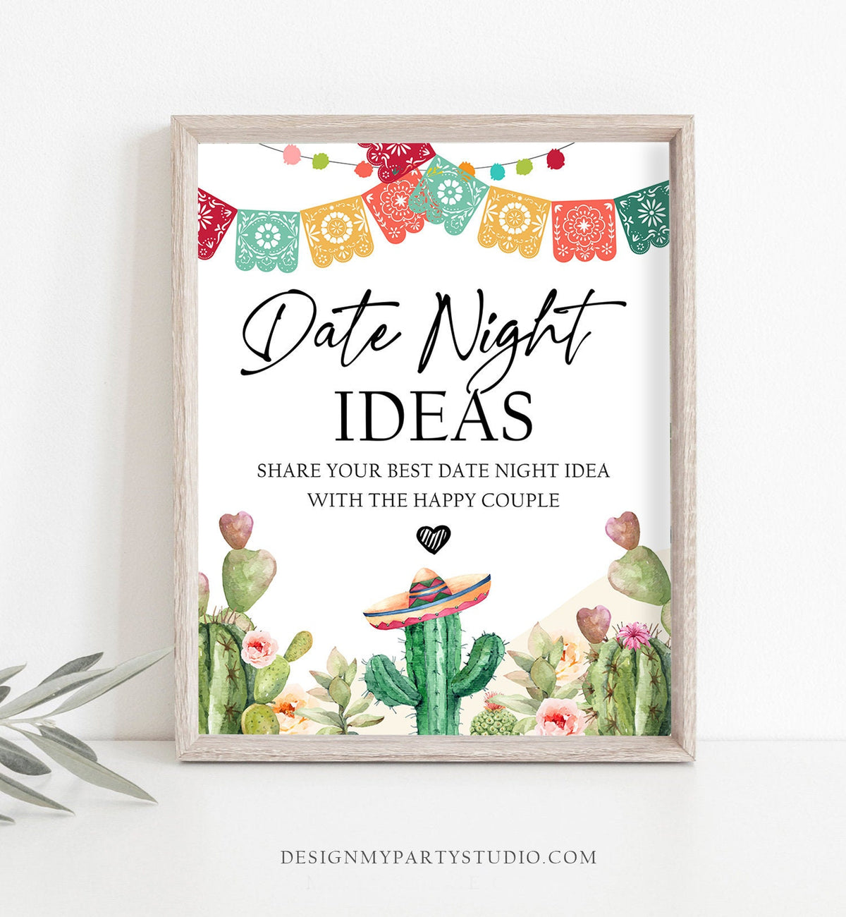 Date Night Ideas Sign Couples Shower Fiesta Bridal Shower Cactus Themed Fiesta Decor Succulent Mexican Instant Download Printable 0404