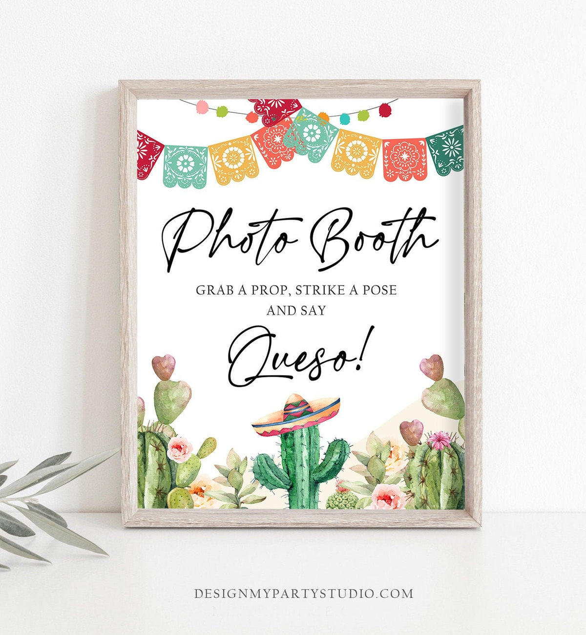 Fiesta Photo Booth Sign Cactus Photo Booth Prop Cinco de Mayo Succulent Bridal Shower Mexican Decor 8x10 Instant Download Printable 0404