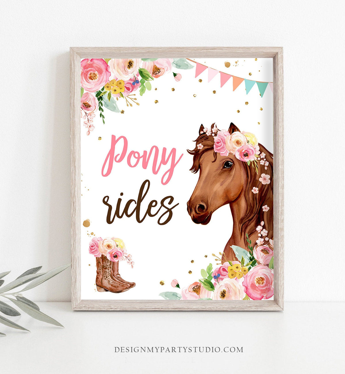 Pony Rides Sign Horse Party Sign Table Decor Floral Horse Birthday Cowgirl Trail Rides Sign Horse Party Decorations Download Printable 0408