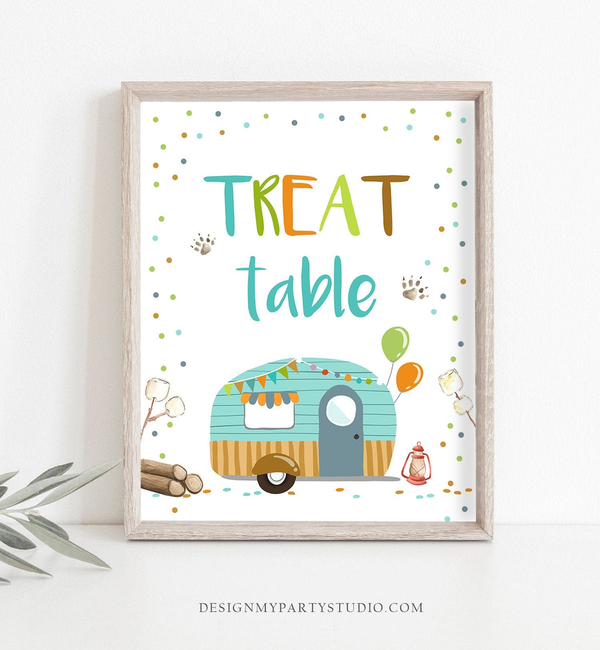 Treat Table Sign Happy Camper Birthday Sign Camper Decor Boy Glamping Camping Party Decor Favors Table Sign Instant Download Printable 0342