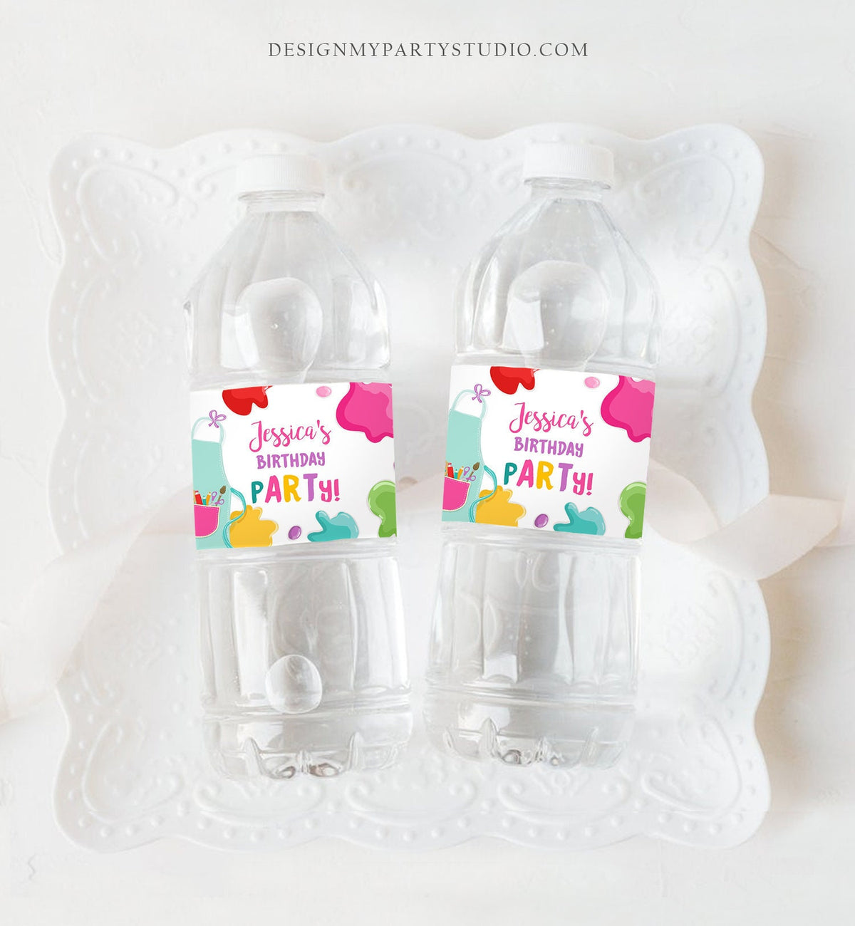 Editable Art Party Water Bottle Labels Painting Birthday Decor Craft Birthday Art Party Favors Drink Labels Bottle Label Template Corjl 0319