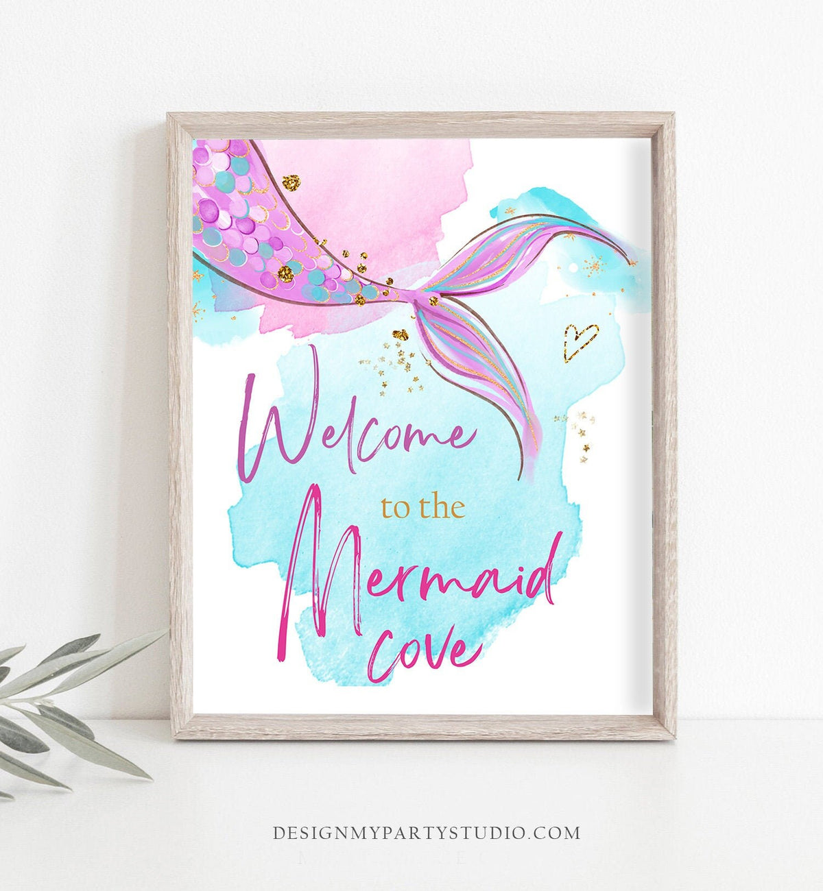 Mermaid Birthday Welcome Sign Table Decor Welcome To The Mermaid Cove Under The Sea Sign Pink Purple Girl Instant Download Printable 0403