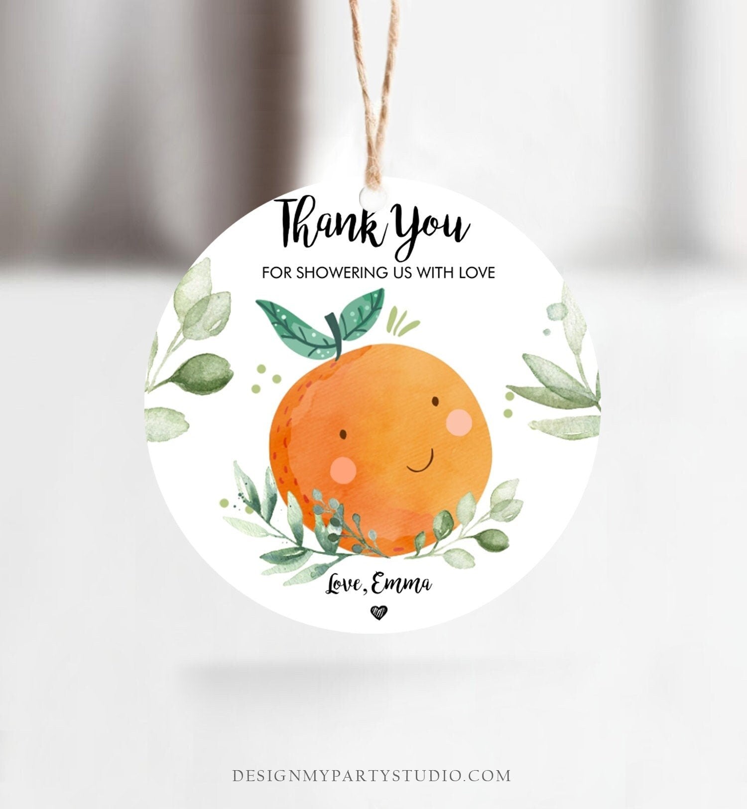 Editable A Little Cutie is on The Way Favor Tag Orange Clementine Baby Shower Cutie Gift Greenery Neutral Digital Template Printable 0330