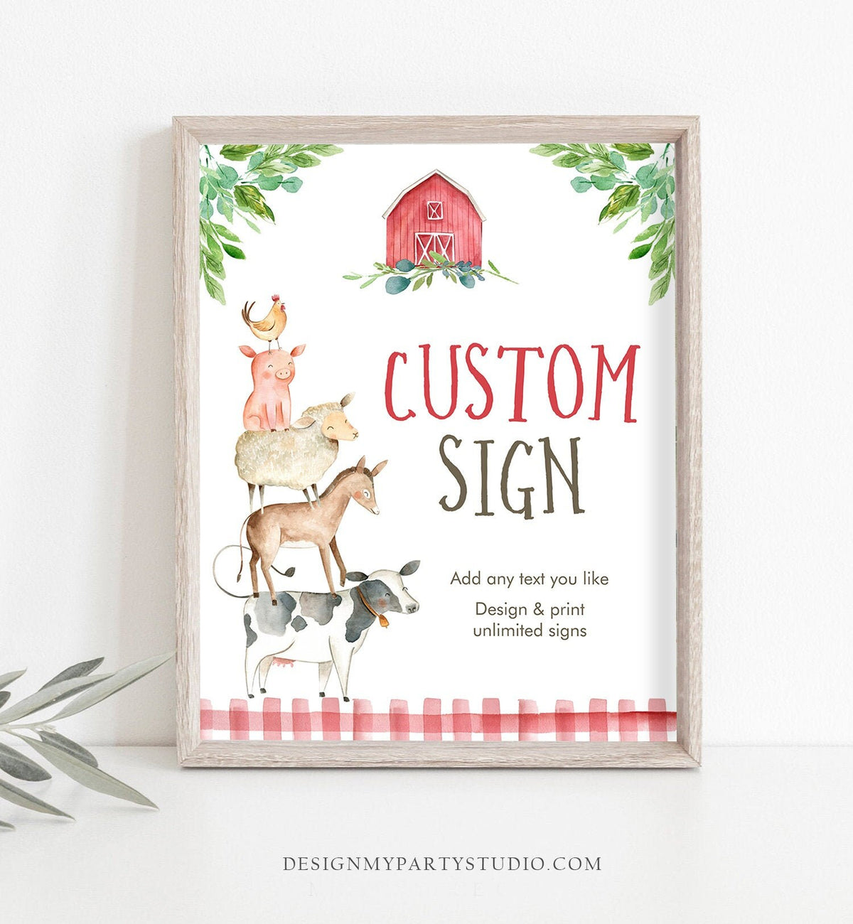 Editable Custom Sign Farm Animals Sign Boy Barnyard Birthday Decorations Cow Pig Sheep Table Sign Decoration 8x10 Download PRINTABLE 0155