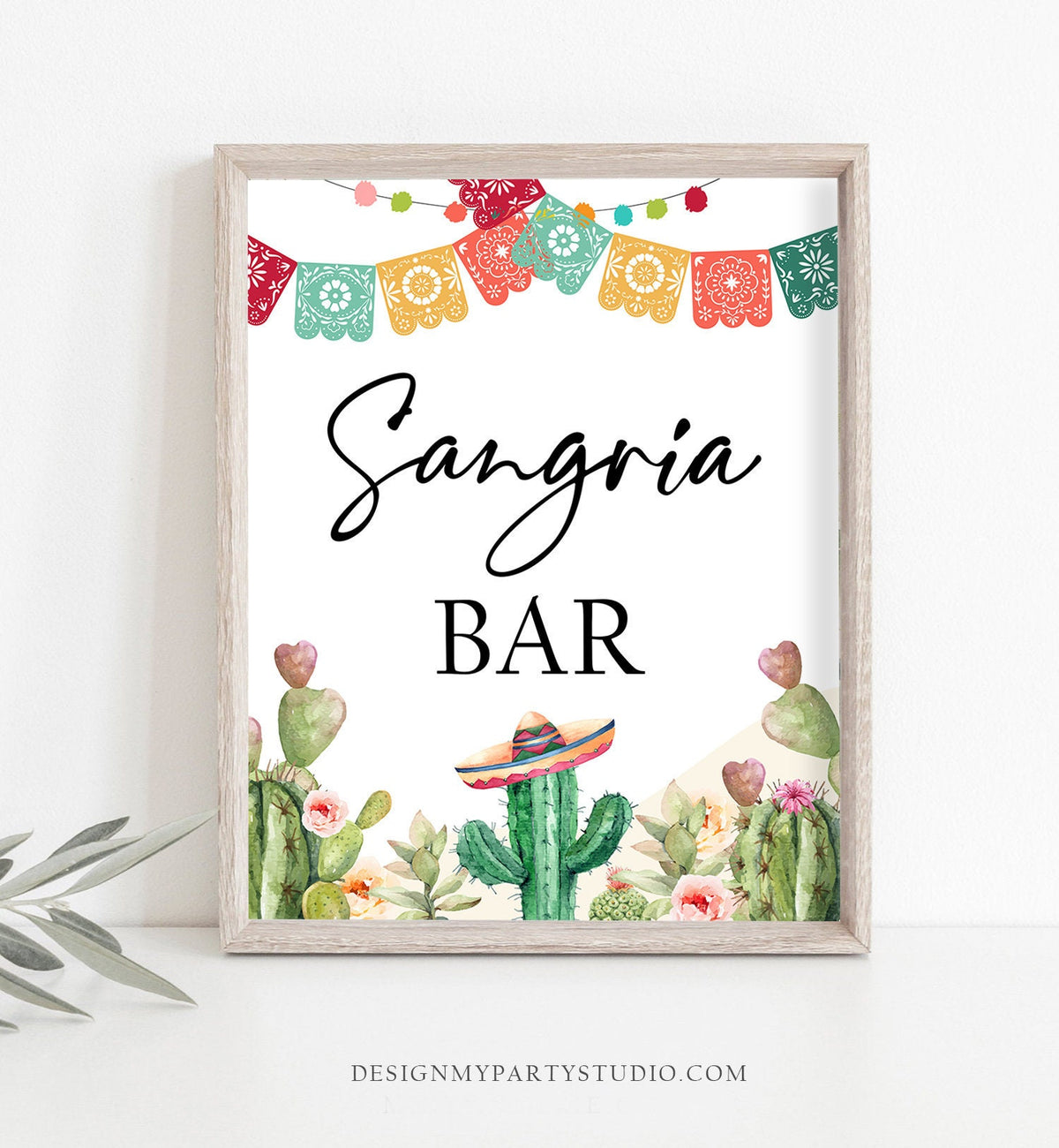 Sangria Bar Sign Fiesta Sangria Sign Fiesta Bridal Shower Cactus Sangria Bar Succulent Bar Sign 8x10 Instant Download Printable 0404