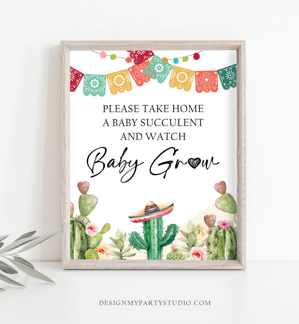 Succulent Favors Sign Watch Me Grow Sign Cactus Baby Shower Decor Fiesta Shower Shower Favor Cactus Instant Download 8x10 Printable 0404