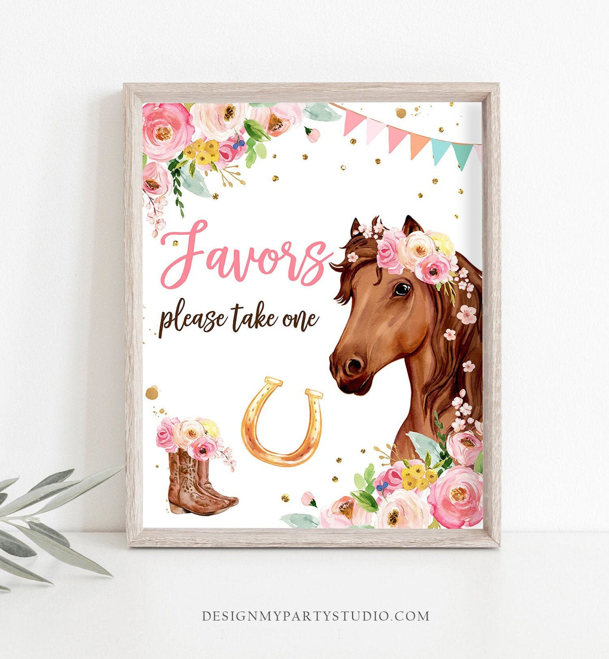 Favors Birthday Party Sign Cowgirl Party Decor Floral Pink Horse Birthday Table Sign Horse Party Signs Decorations Download Printable 0408