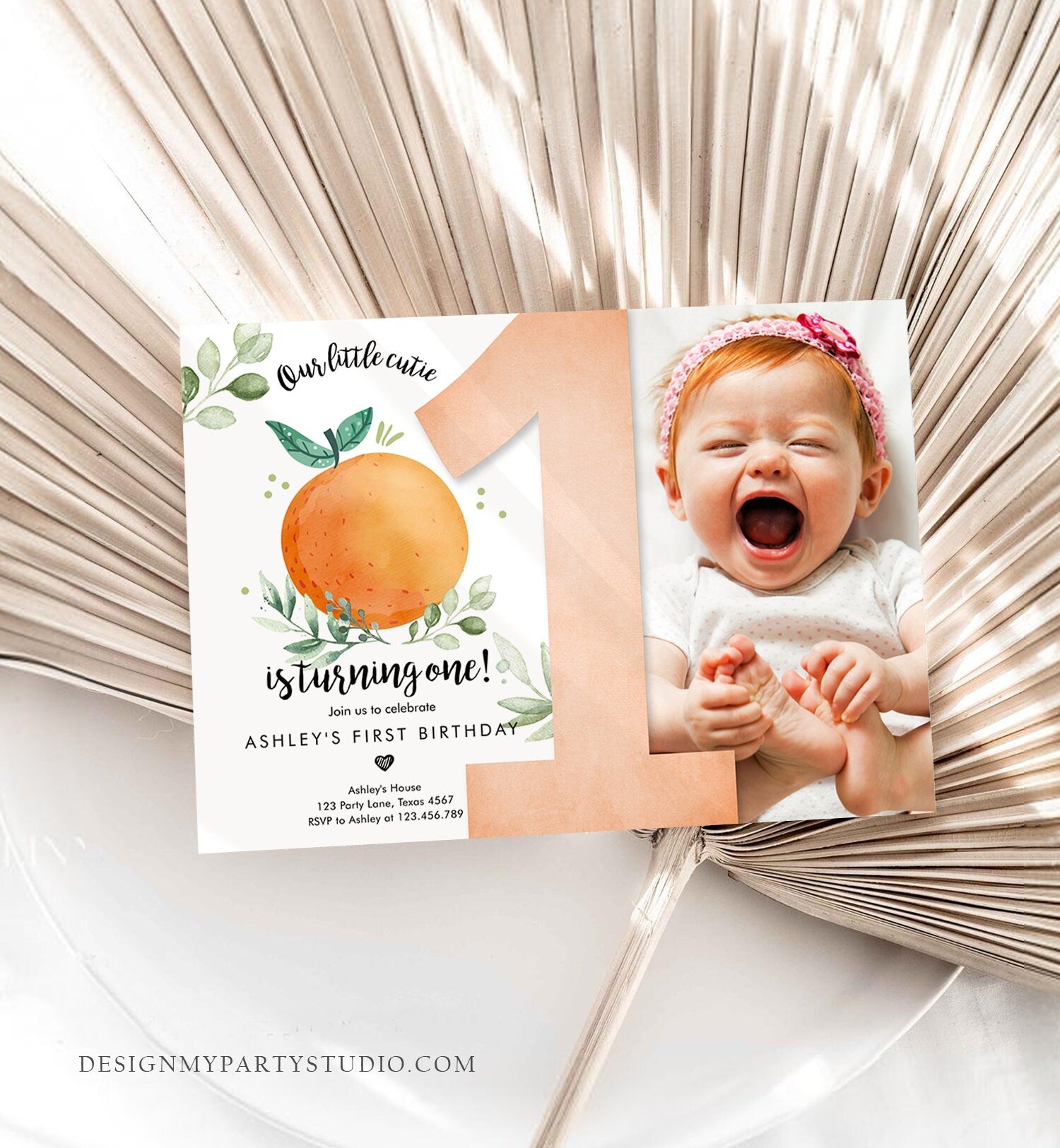 Editable Little Cutie Birthday Invitation Clementine Oranges Party Boy Girl Orange Invitation Citrus Download Printable Corjl Template 0330