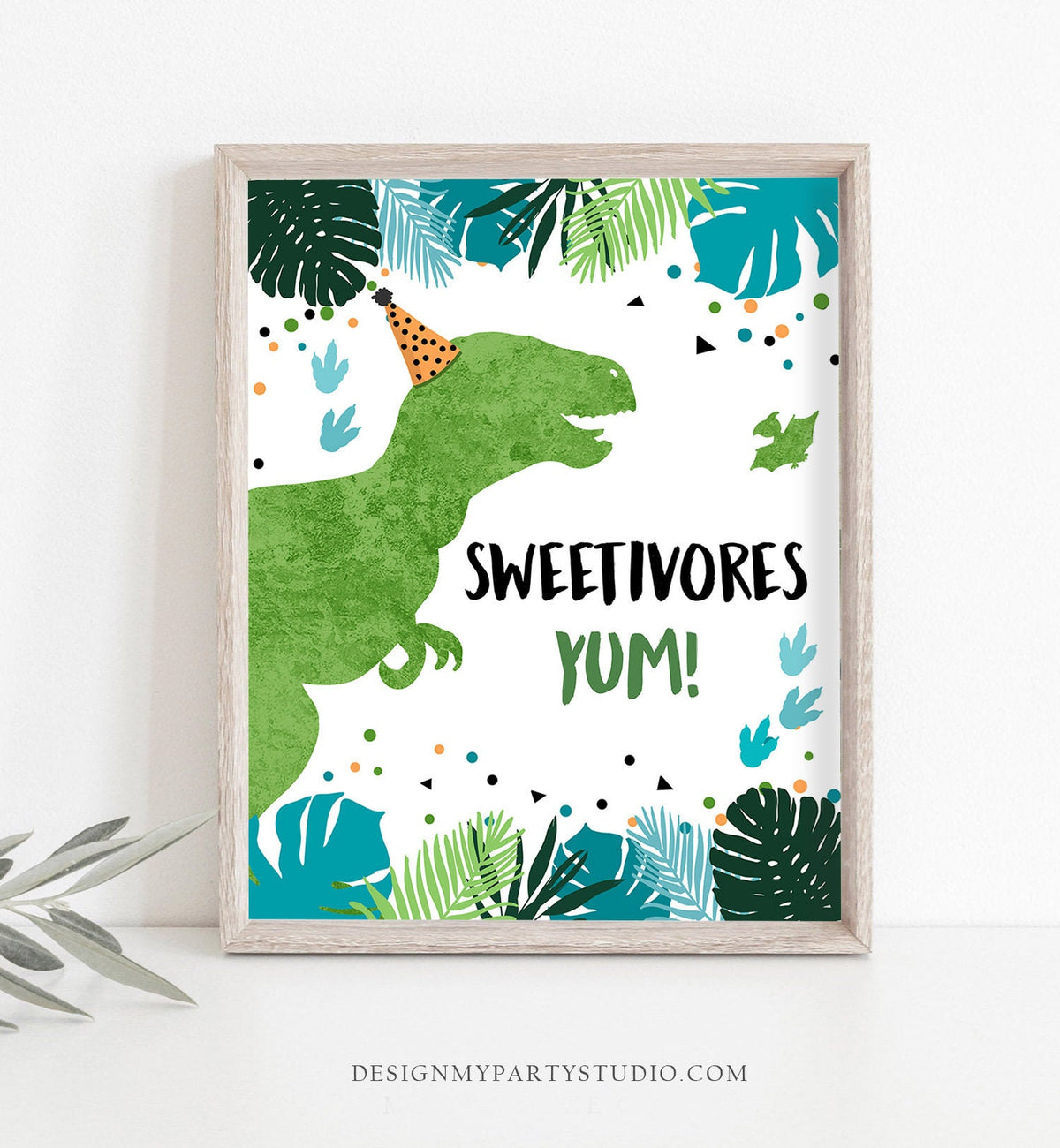 Sweets Dinosaur Birthday Sign Food Table Treats Sign Dinosaur Party Jurassic Boy Prehistoric Snacks Sweetivore T-Rex Sign Printable 0389