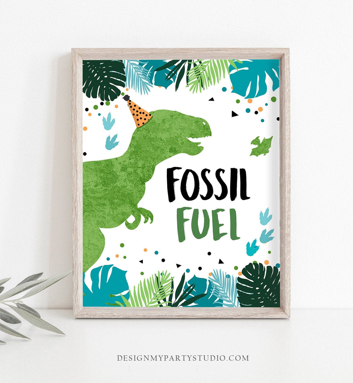 Fossil Fuel Birthday Sign Drink Table Decor Dinosaur Birthday Dino Party Boy Prehistoric T-Rex Table Sign Instant Download Printable 0389