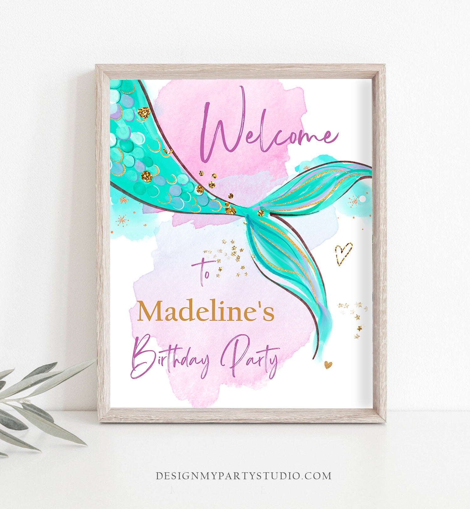 Editable Mermaid Welcome Sign Mermaid Birthday Sign Girl Mermaid Tail Birthday Decor Welcome Under The Sea Template Corjl PRINTABLE 0403