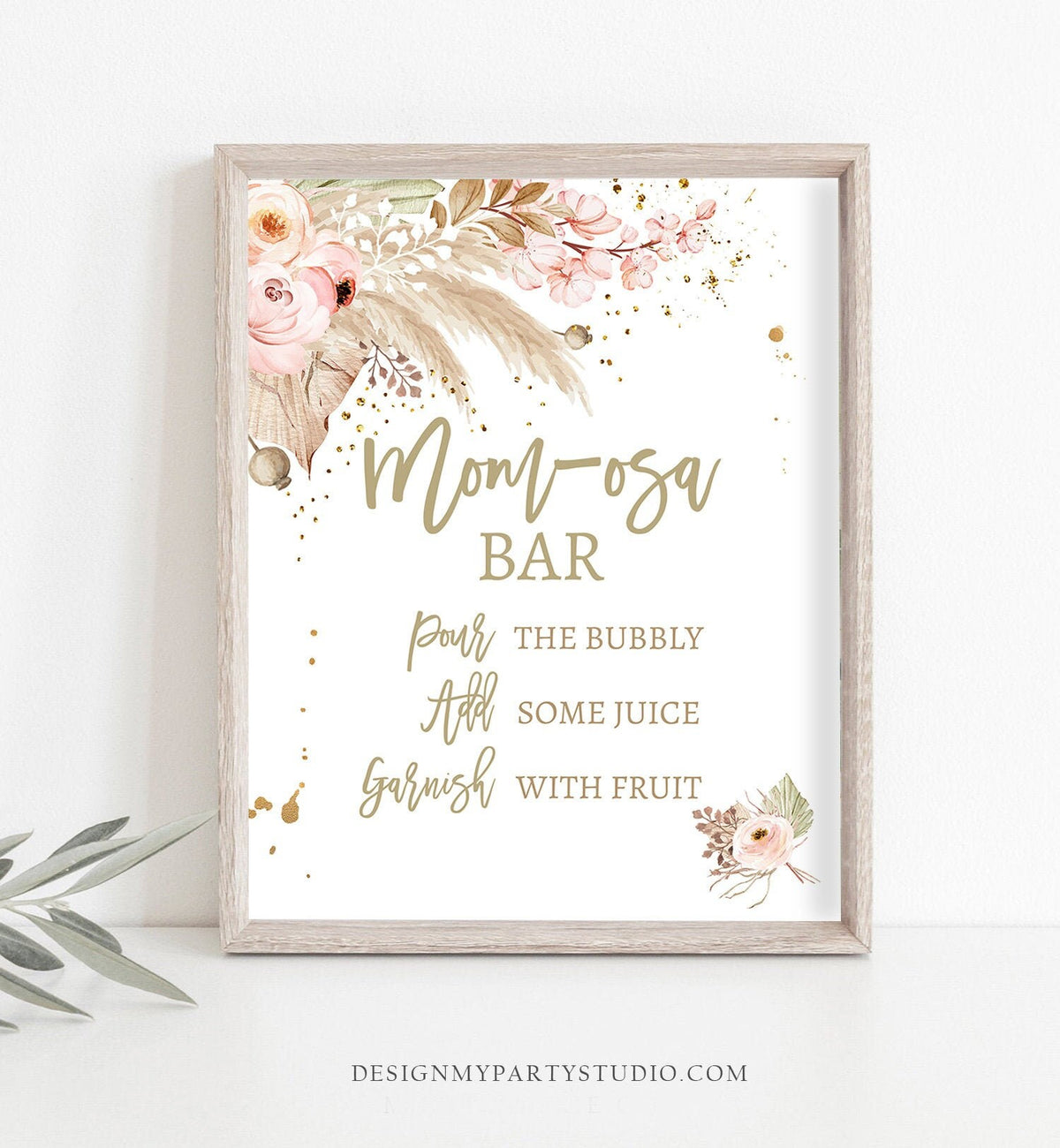 Momosa Bar Sign Pampas Grass Baby Shower Sign Gender Neutral Boho Bohemian Tropical Desert Baby Shower Bar Sign 8x10 Download PRINTABLE 0395