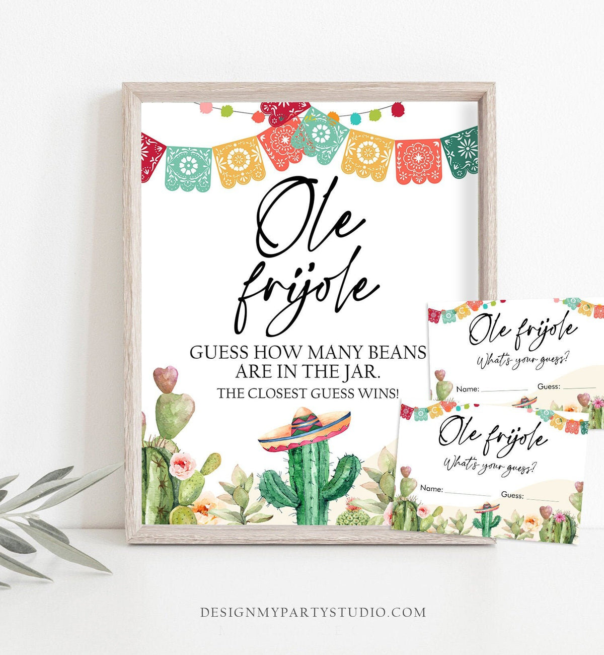 Ole Frijole Fiesta Baby Shower Game Guess How Many Beans Cactus Shower Mexican Activity Desert Instant Digital Download Printable 0404