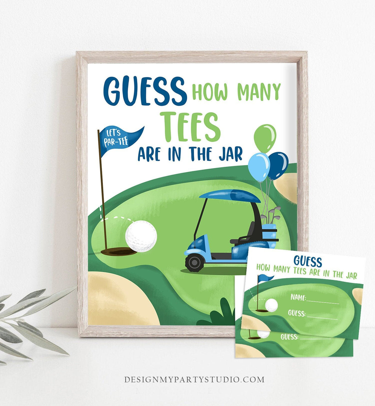 Guess How Many Tees Are in the Jar Game Golf Birthday GameHole in One Par-tee Boy Golfing Activity Birthday Instant Download Printable 0405