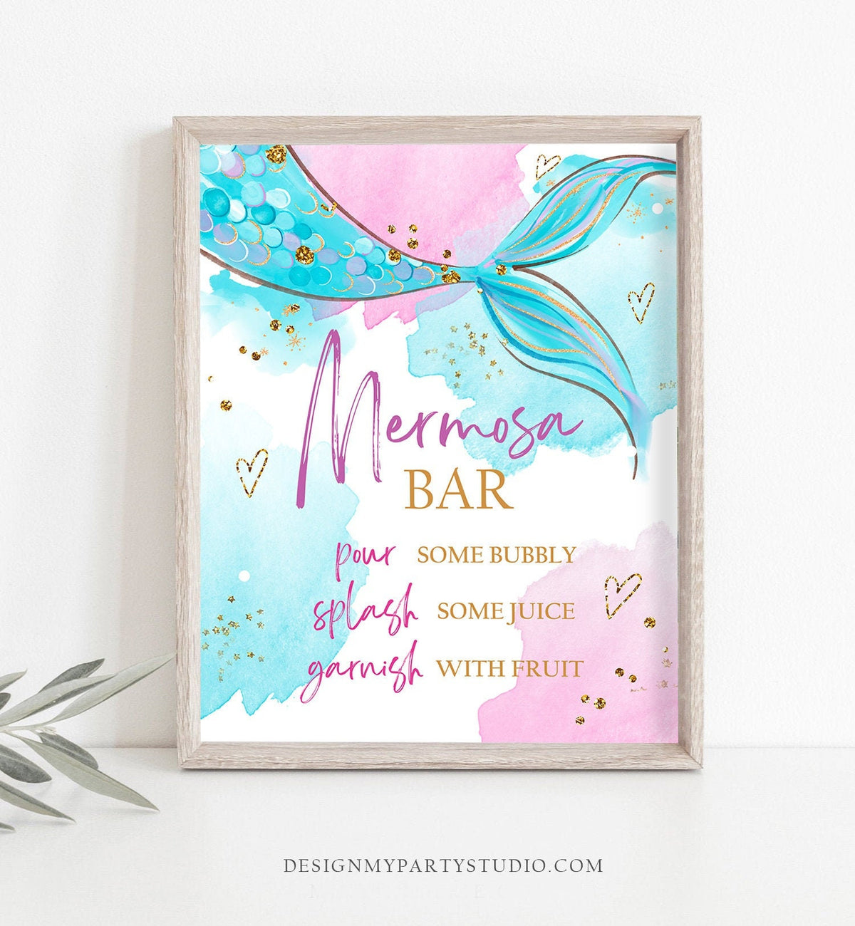 Mermosa Bar Sign Mimosa Bar Sign Mermaid Birthday Sign Table Decor Blue Pink Party Under The Sea Baby Shower Instant Download Printable 0403