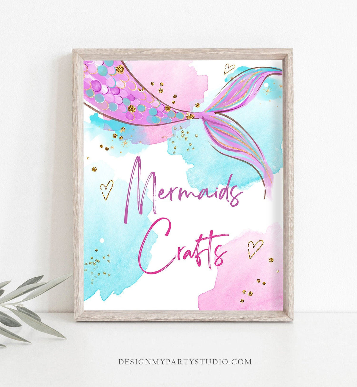 Mermaid Crafts Sign Mermaid Birthday Sign Table Decor Mermaid DIY Party Under The Sea Pink Purple Instant Download Printable 0403