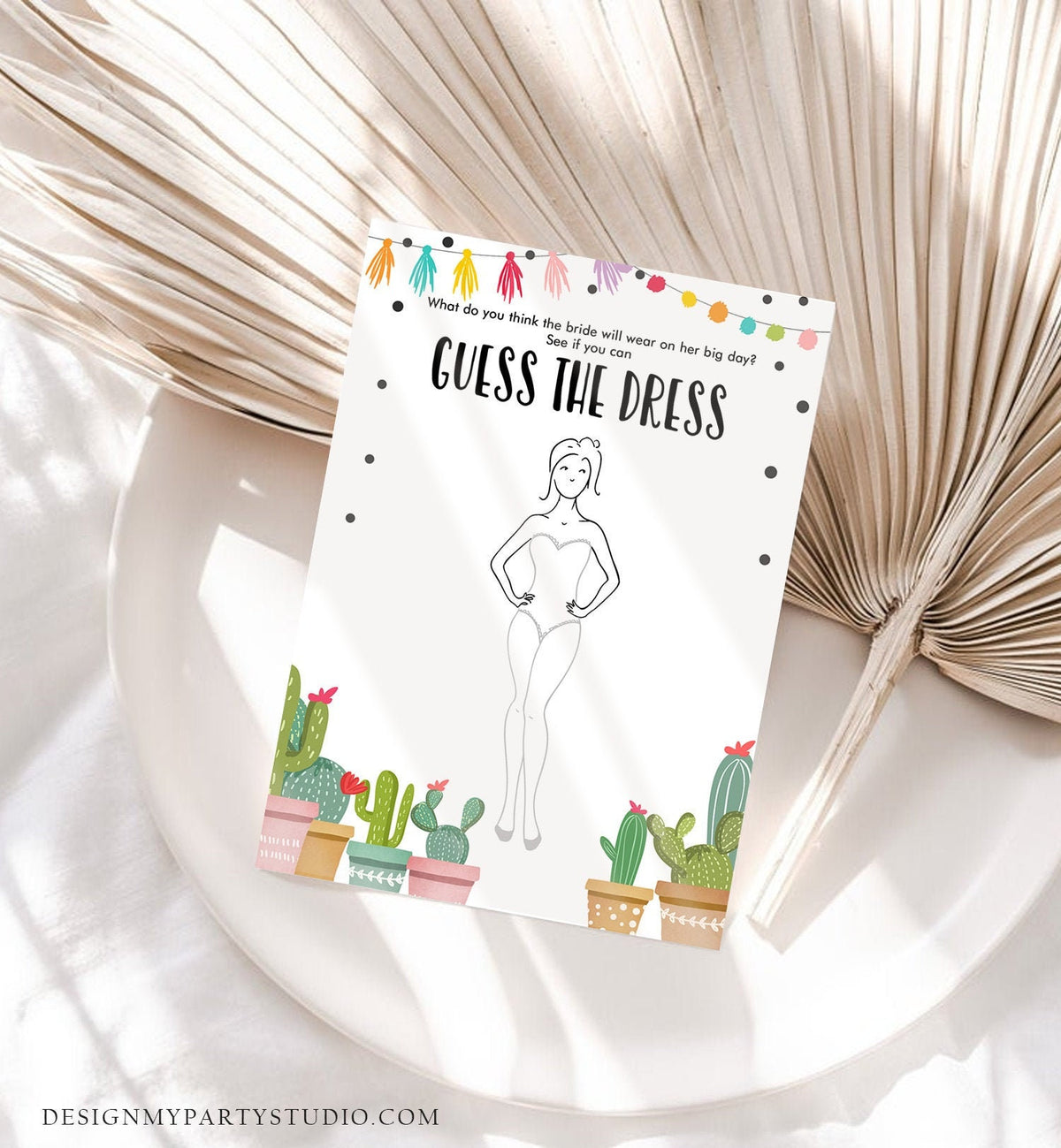 Guess The Dress Fiesta Bridal Shower Game Wedding Shower Game Dress Game Shower Activity Mexican Cactus Game Digital Download Printable 0254