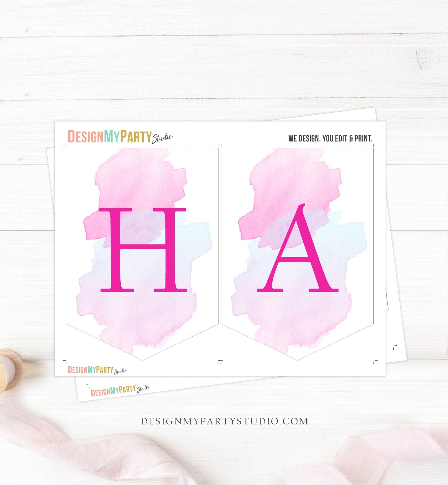 Mermaid Happy Birthday Banner Mermaid Birthday Decor Gold Blush Pink Under The Sea Party Mermaid Tail Decor Instant Download Printable 0403