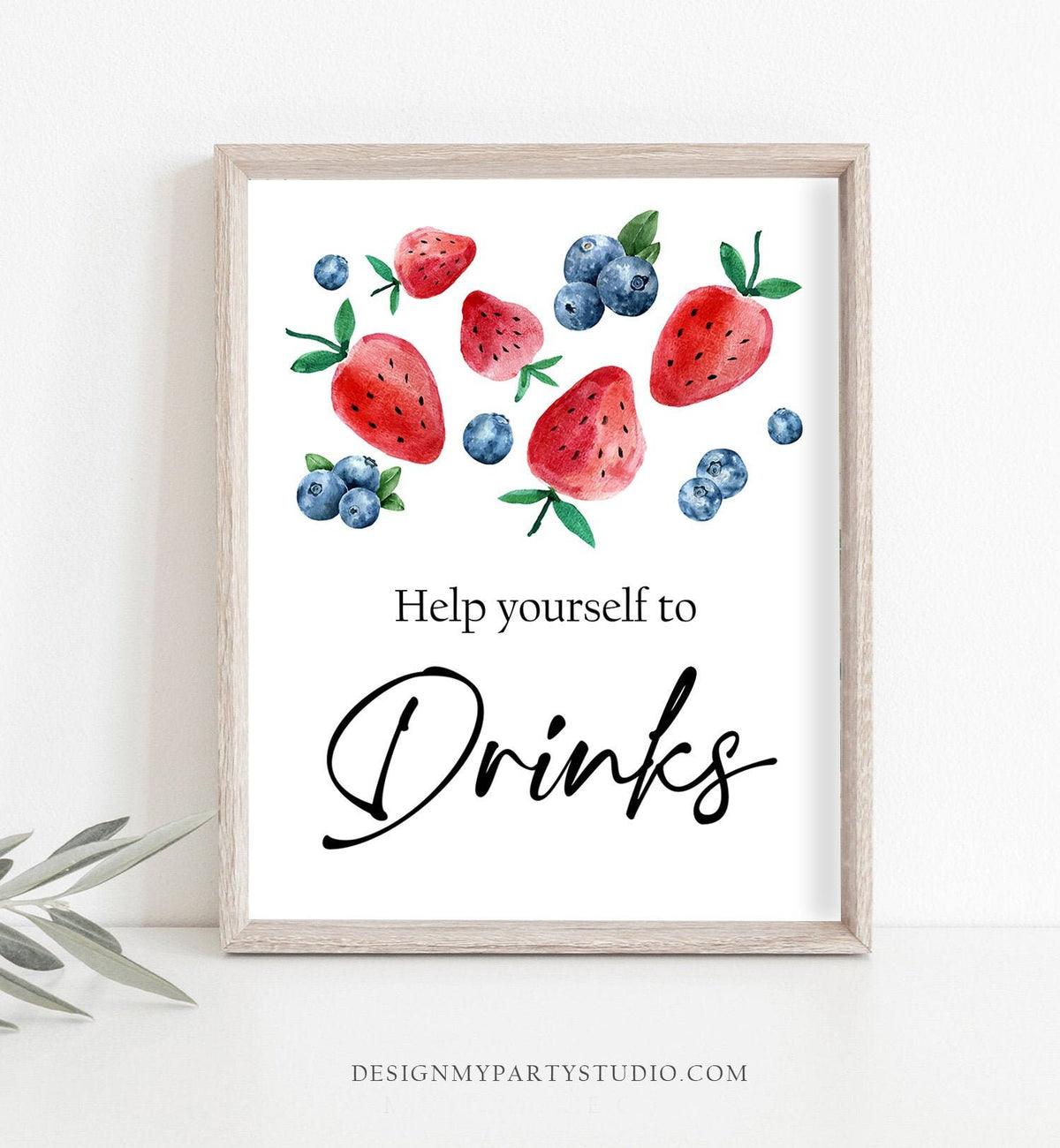 Drinks Sign Berry First Birthday Party Sign Strawberries Blueberry Party Sign Table Sign Berry Sweet Market Decor Download Printable 0399