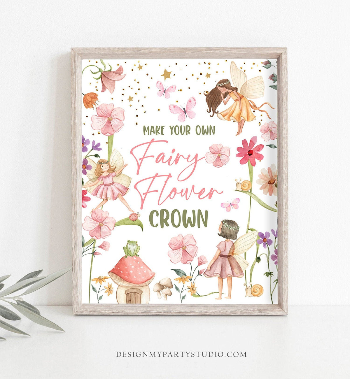 Fairy Flower Crown Sign Fairy Birthday Party Sign Activity Make Your Own Magical Fairy Garden Tea Party Table Sign Decor Printable 0406