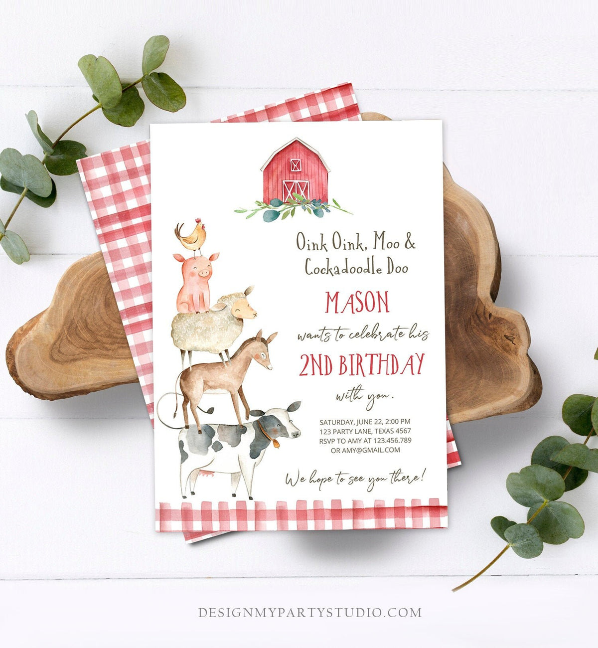 Editable Farm Animals Birthday Invitation Boy Party Animals Boy Barnyard Birthday Party Digital Download Evite Template Printable 0155