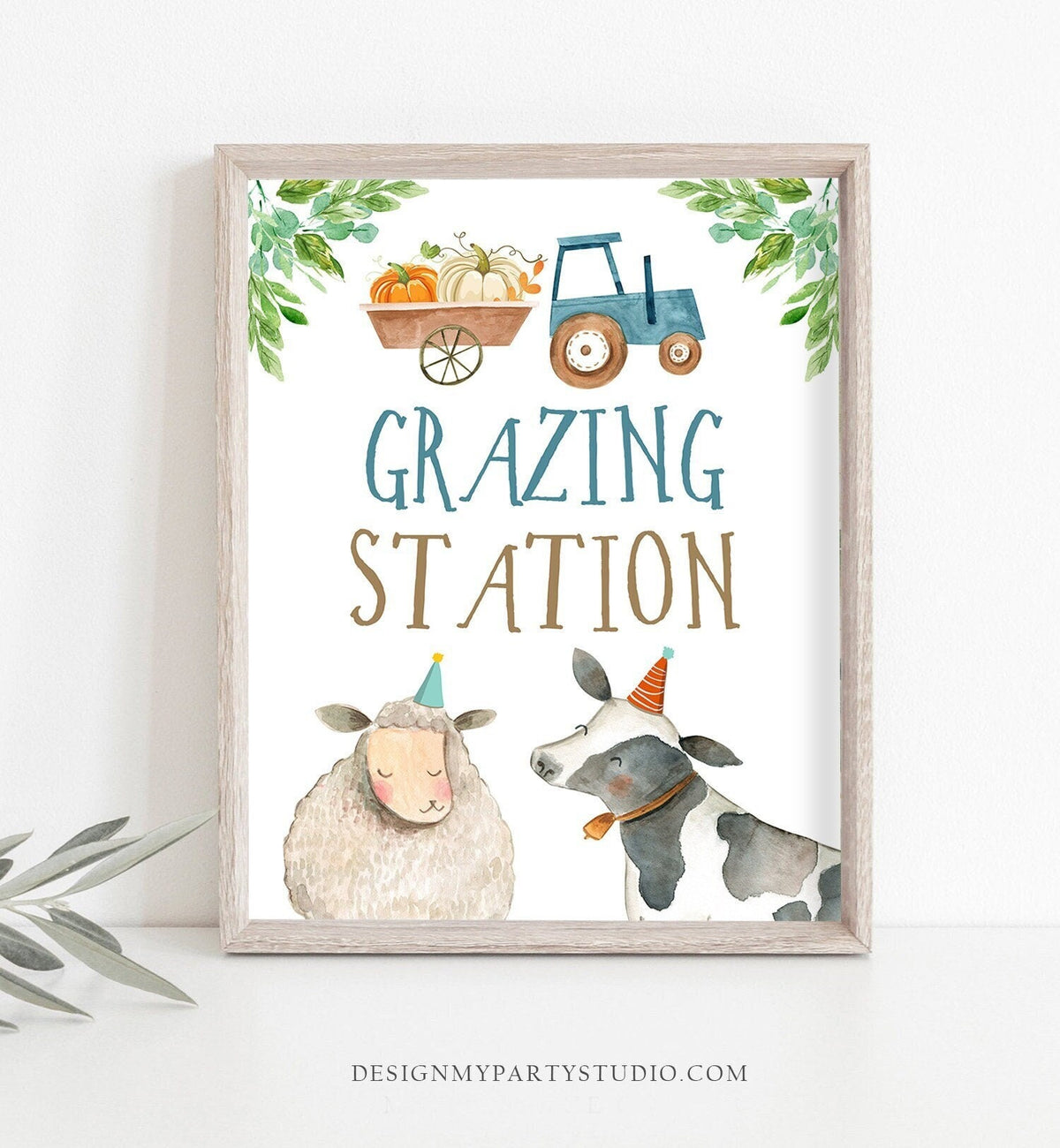 Grazing Station Food Party Sign Pumpkin Farm Birthday Sign Table Decor Barnyard Boy Birthday Farm Animals Fall Snacks Party Printable 0155