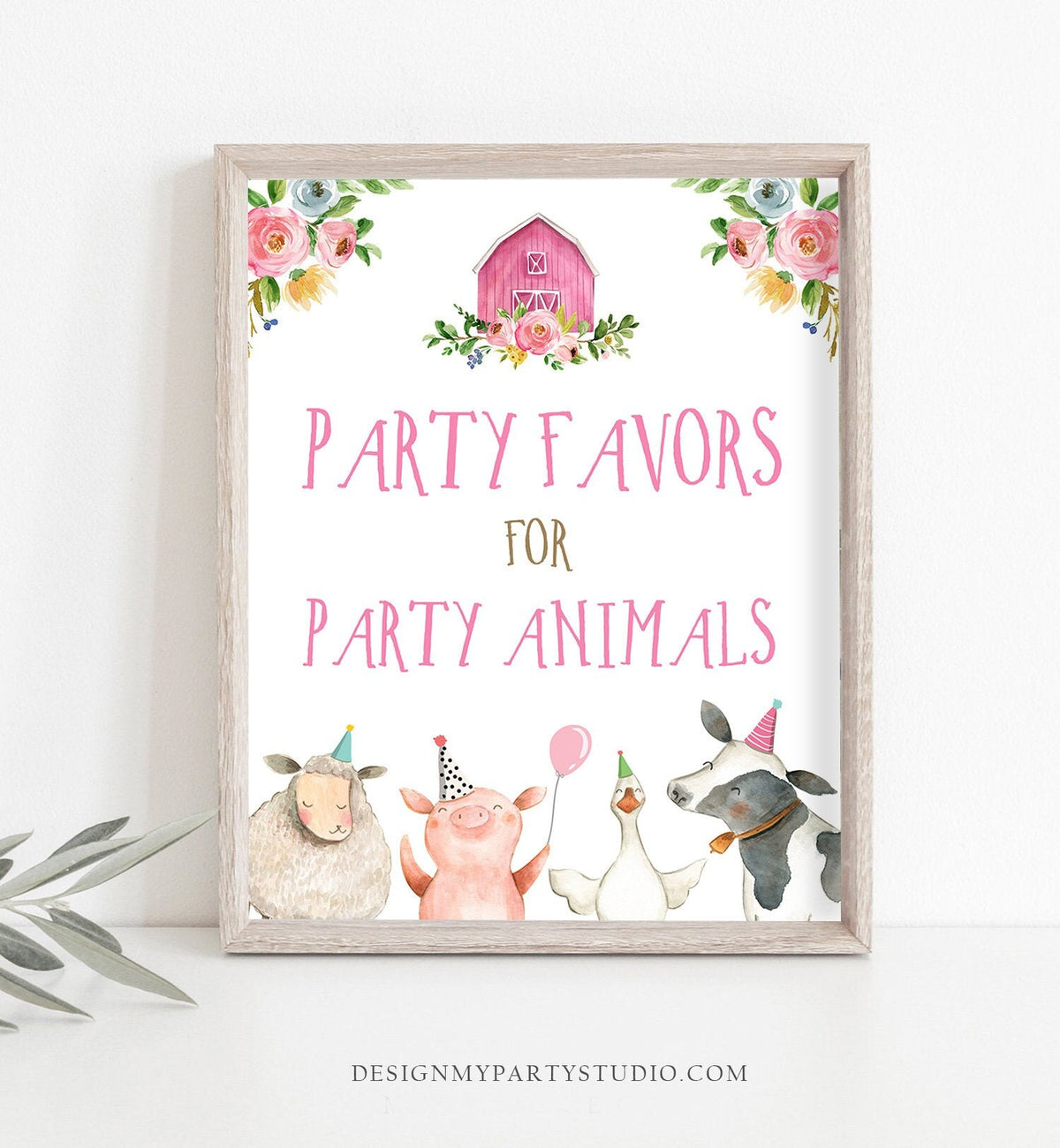 Party Favors Farm Animals Party Sign Farm Birthday Sign Zoo Barnyard Birthday Farm Decor Pink Barn Decorations Sign Party Printable 0155