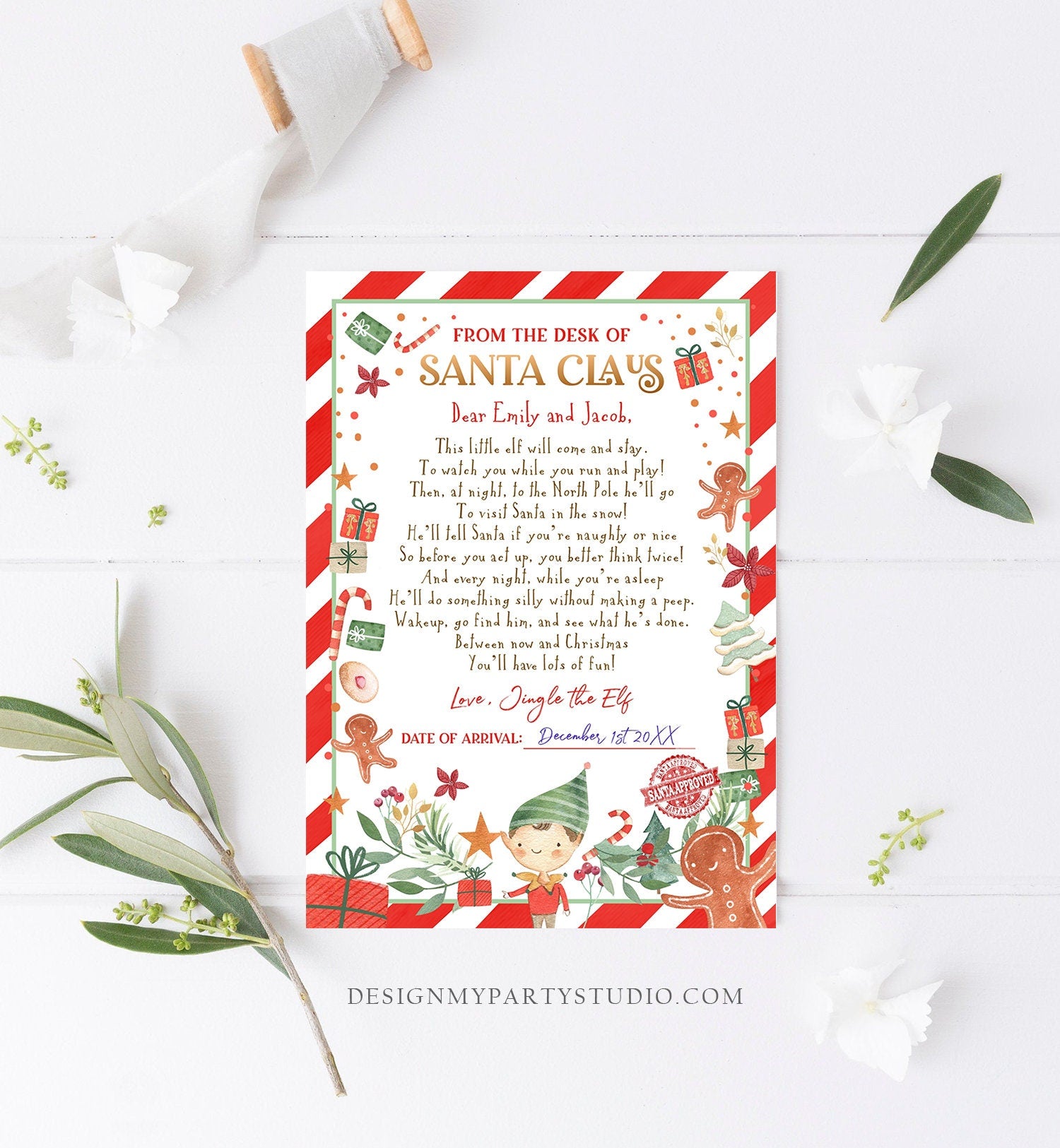 Editable First Time Elf Arrival Letter Return Letter Christmas Elf I'm Back Elf Welcome Christmas Elf Santa Claus Printable Template 0358