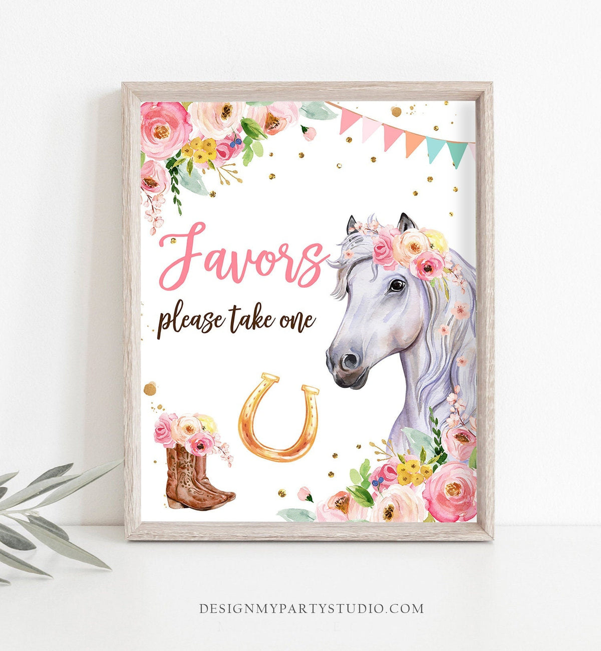 Favors Birthday Party Sign Cowgirl Party Decor Floral Pink Horse Birthday Table Sign Horse Party Signs Decorations Download Printable 0408