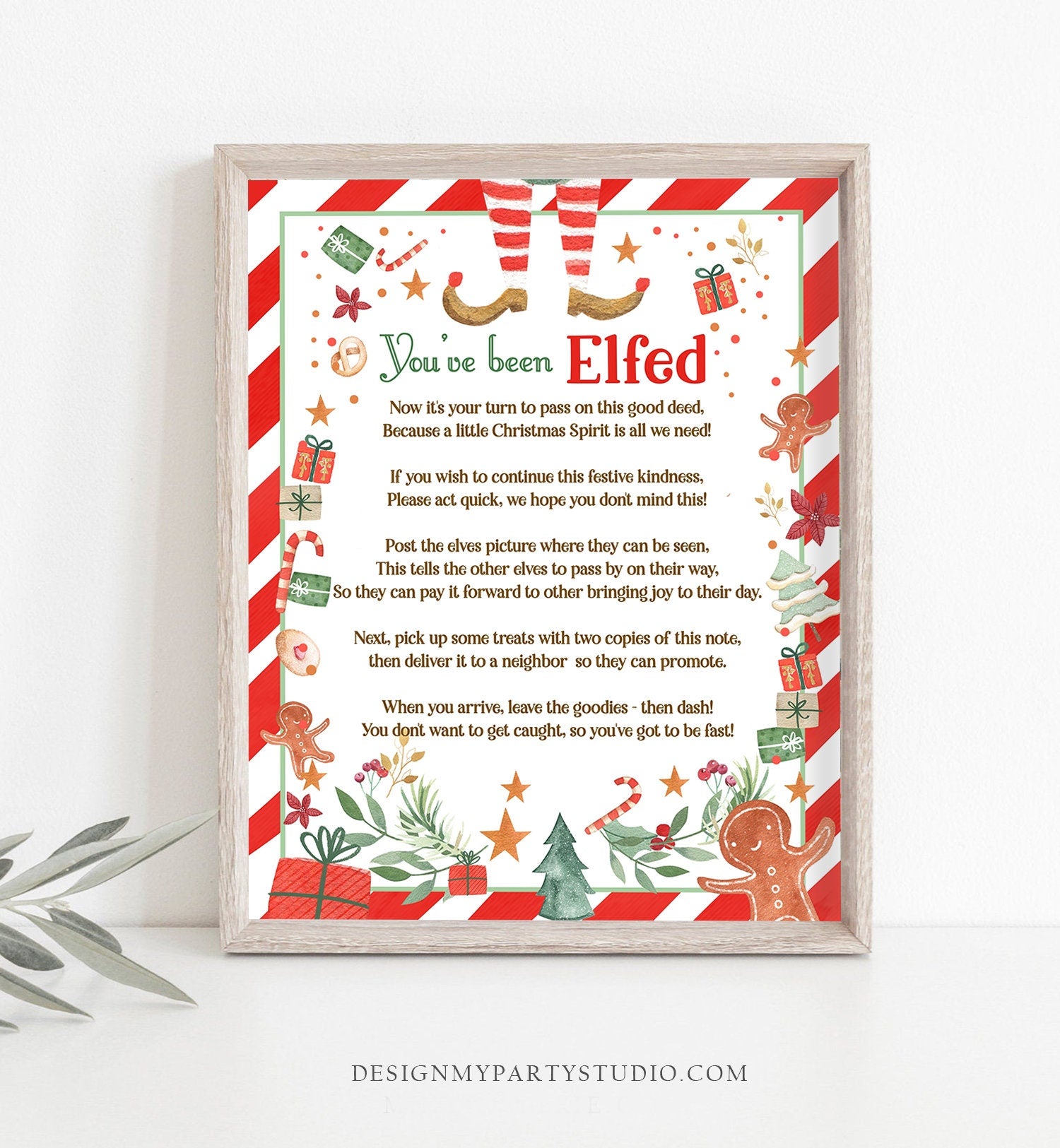 Editable You've Been Elfed Christmas Game We've Been Elfed Christmas Elf Elfed Sign Instructions Treat Holiday Template Printable 0358