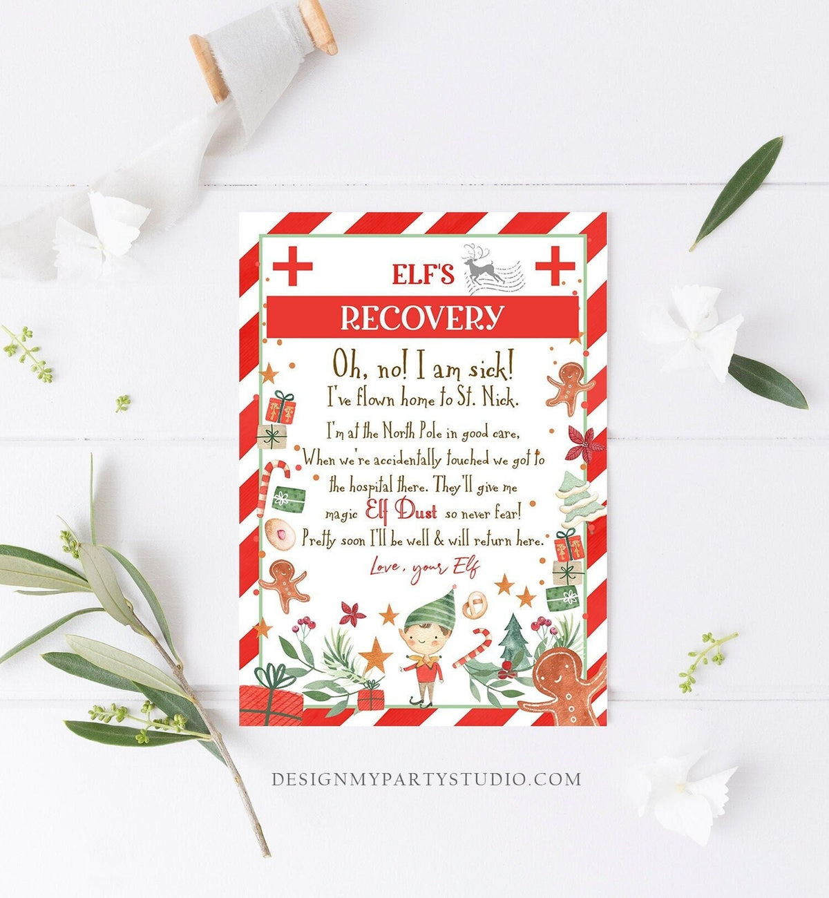 Editable Elf Recovery Letter If Touched and Lost Magic Elf Dust Elf Poem Girl I&#39;m Sick Christmas Elf Xmas Decor Printable Template 0358