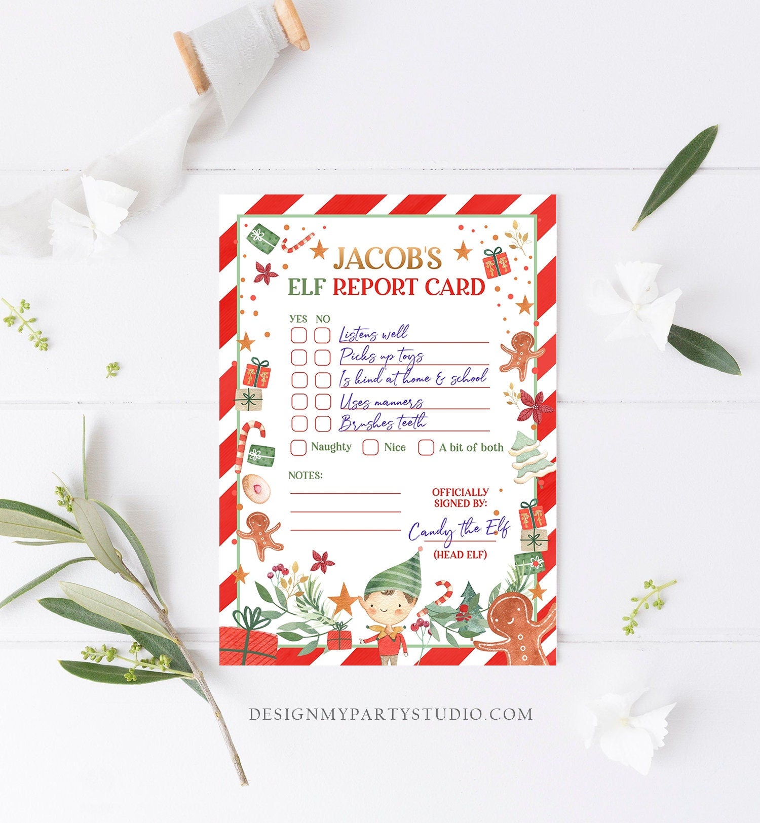 Editable Elf Report Card Personalized Elf Letter Christmas Elf Letter From Your Elf Report Card Santa Claus Decor Printable Template 0358