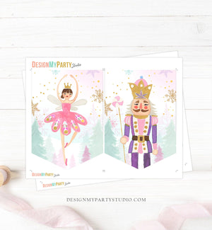 Nutcracker Banner Nutcracker Birthday Girl Birthday Decorations Pink Gold Sugar Plum Fairy Instant Download PRINTABLE DIGITAL DIY 0352