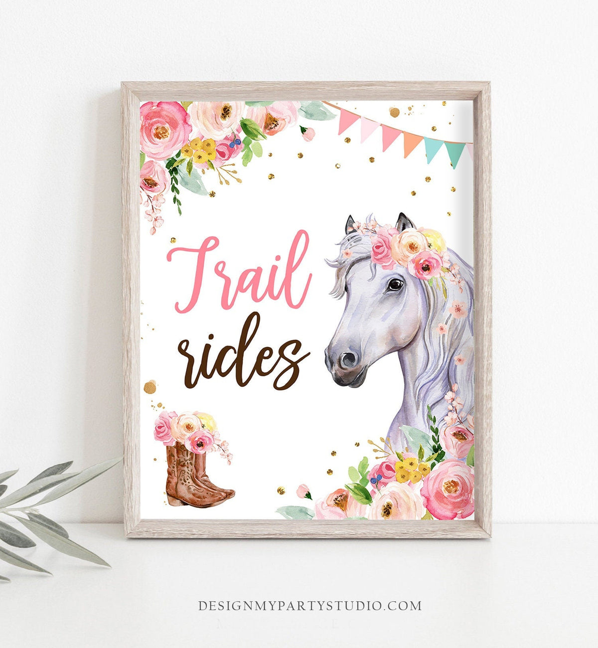 Trail Rides Sign Horse Party Sign Table Decor Pink Pony Birthday Cowgirl Equestrian Zone Sign Horse Party Decor Download PRINTABLE 0408