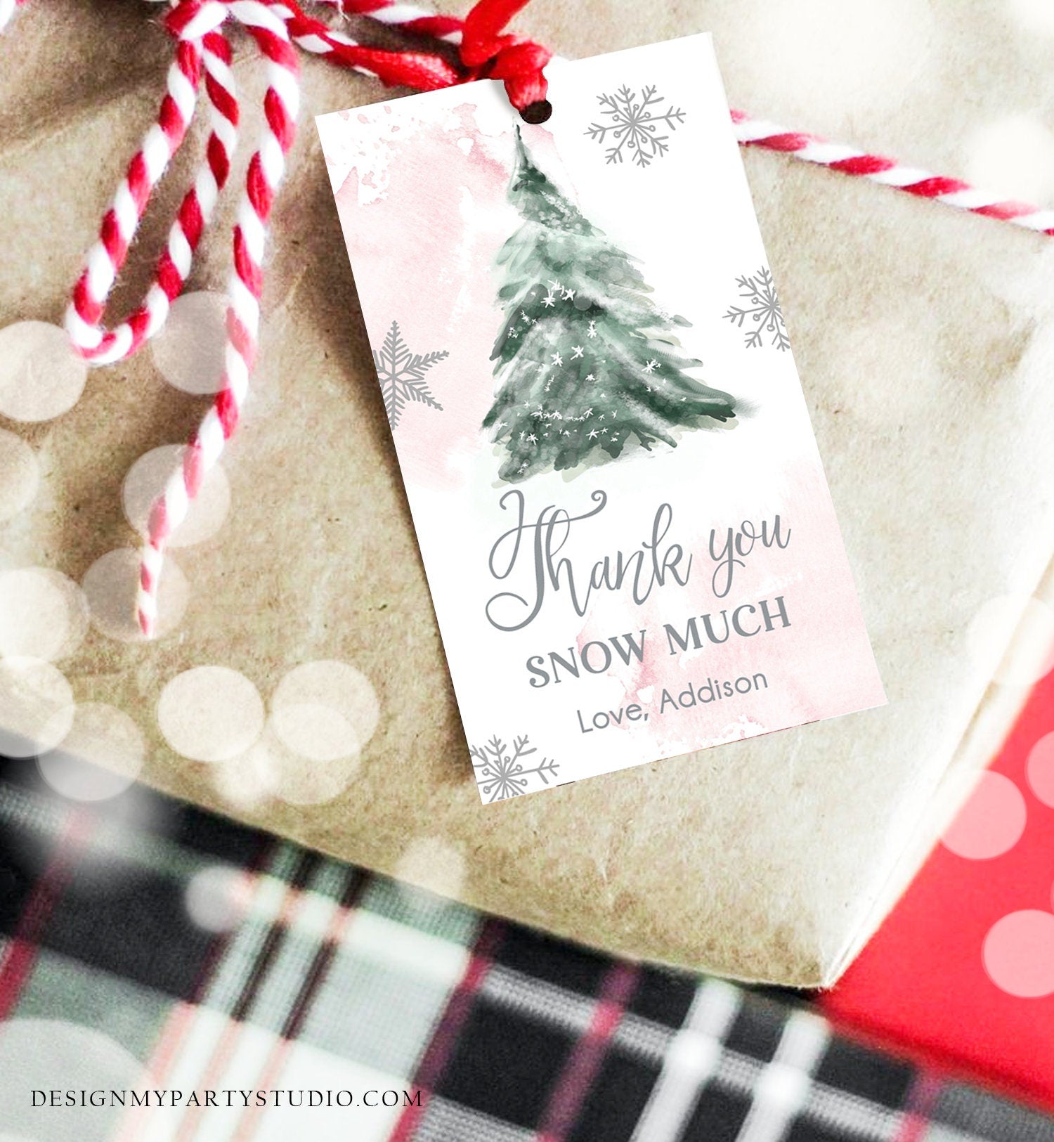 Editable Winter Tree Thank You Tag Winter Onederland Pink Girl Christmas Thank You Snow Much Baby Shower Birthday Gift Corjl Printable 0363