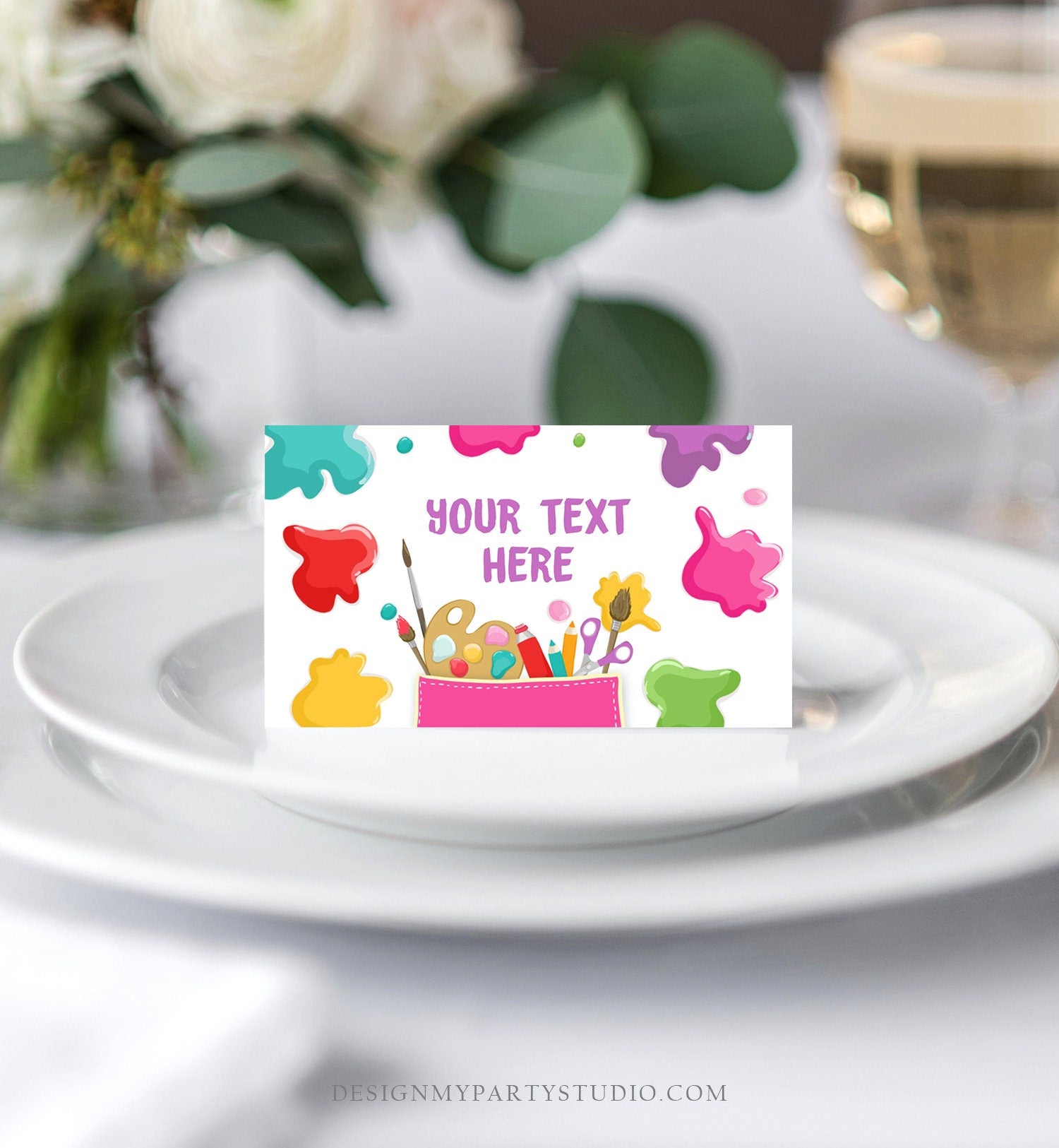 Editable Art Birthday Food Tent Cards Art Party Labels Painting Party Place Cards Girl Birthday Craft Party Printable Template Corjl 0319