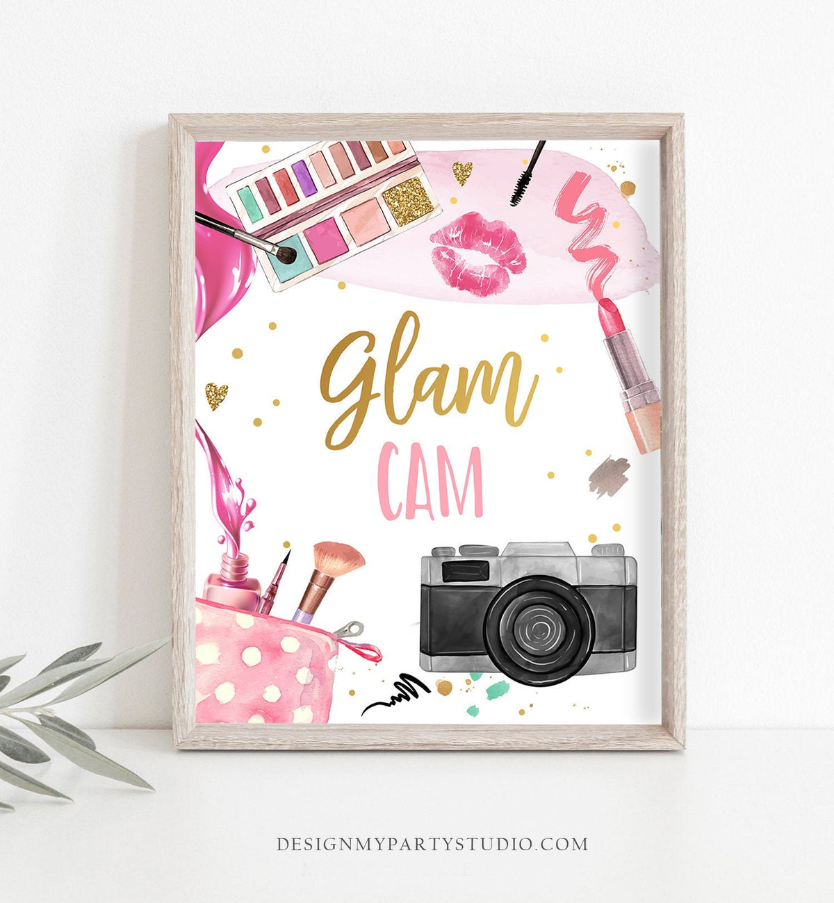 Glam Cam Sign Spa Party Sign Spa Birthday Sign Makeup Party Sign Girl Photo Booth Glamour Birthday Decor Table Decor Download Printable 0420