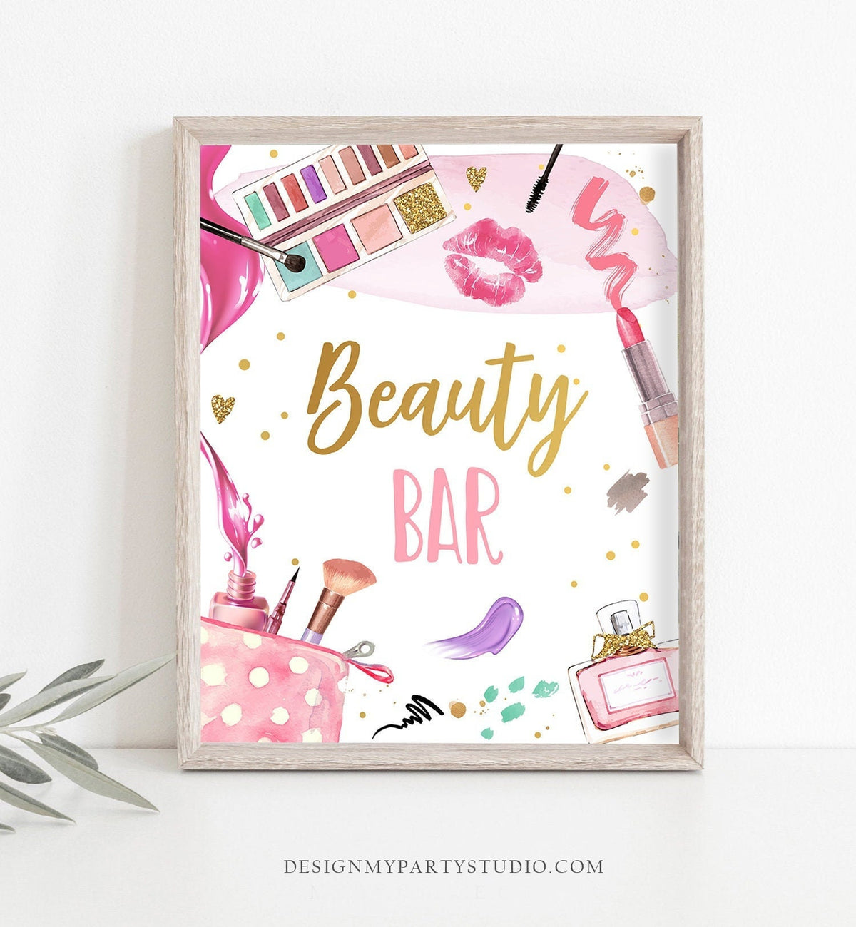 Beauty Bar Sign Spa Party Sign Spa Birthday Sign Makeup Party Sign Girl Facials Glamour Party Decor Table Decor Download Printable 0420