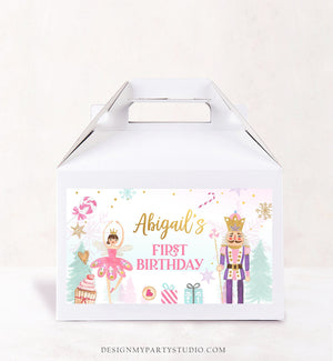 Editable Nutcracker Gable Gift Box Label Nutcracker Birthday Favors Girl Treat Box Label Land of Sweets Fairy Download Printable Corjl 0352