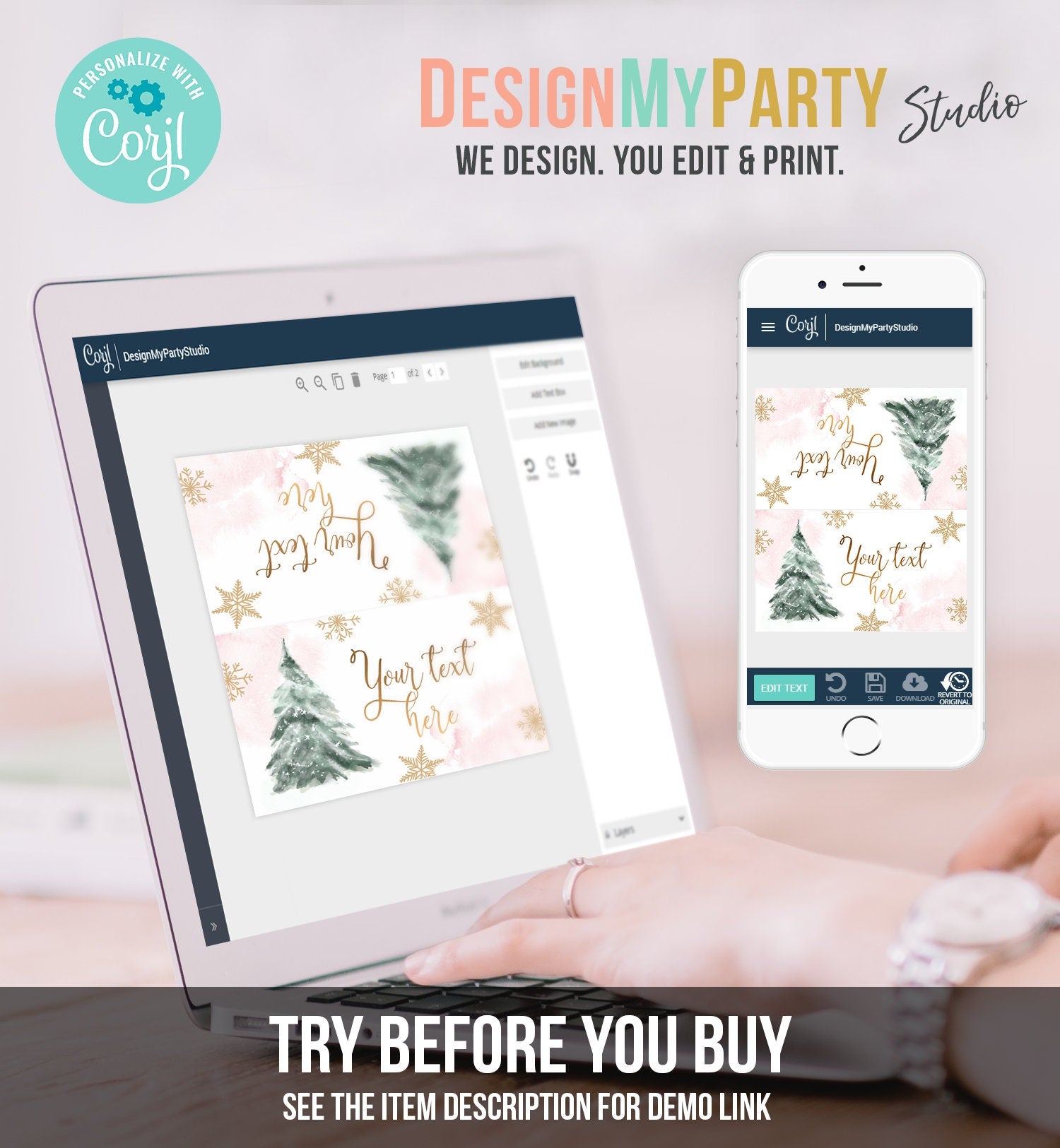 Editable Baby It's Cold Outside Food Tent Cards Winter Tree Labels Girl Birthday Baby Shower Place Cards Snow Printable Template Corjl 0363