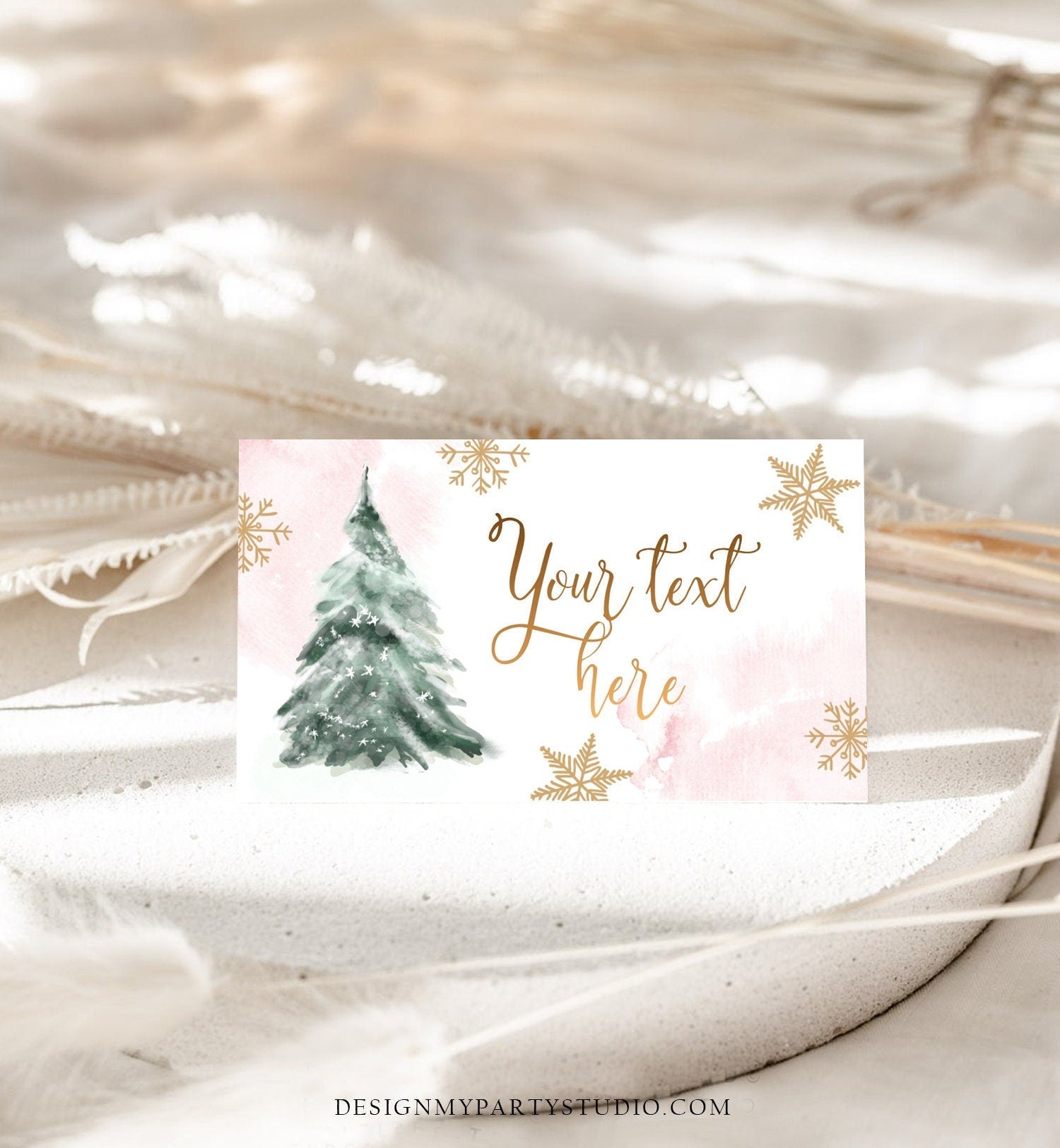 Editable Baby It's Cold Outside Food Tent Cards Winter Tree Labels Girl Birthday Baby Shower Place Cards Snow Printable Template Corjl 0363