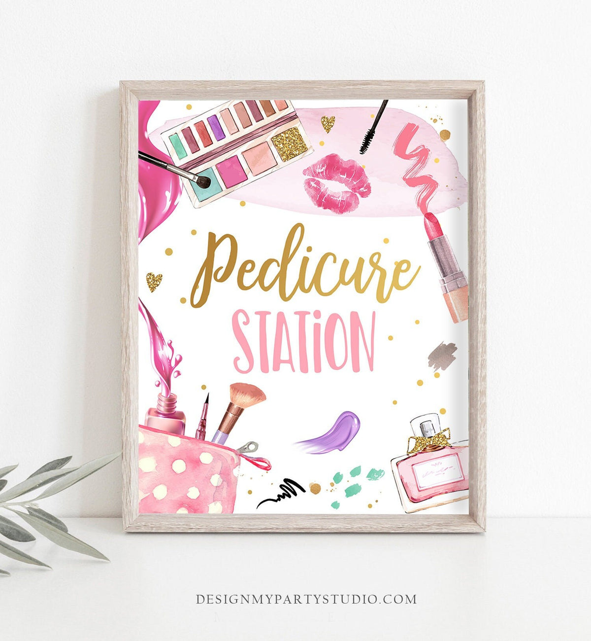 Spa Party Sign Spa Birthday Sign Makeup Party Sign Girl Pedicure Station Sign Glitters and Glamour Decor Pajama Download Printable 0420