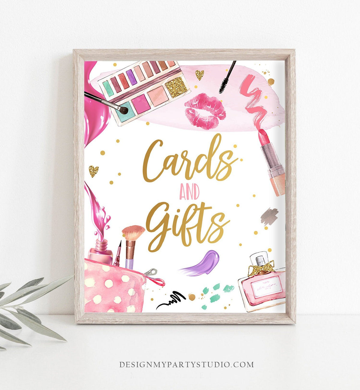 Cards and Gifts Sign Spa Party Spa Birthday Makeup Party Girl Table Sign Glitters and Glamour Decor Pajama Party Download Printable 0420